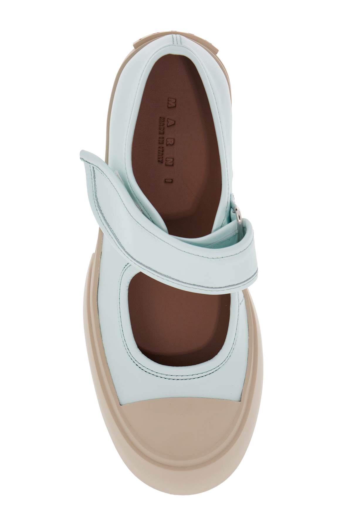 Shop Marni Pablo Mary Jane Nappa Leather Sneakers In Mineral Ice (light Blue)