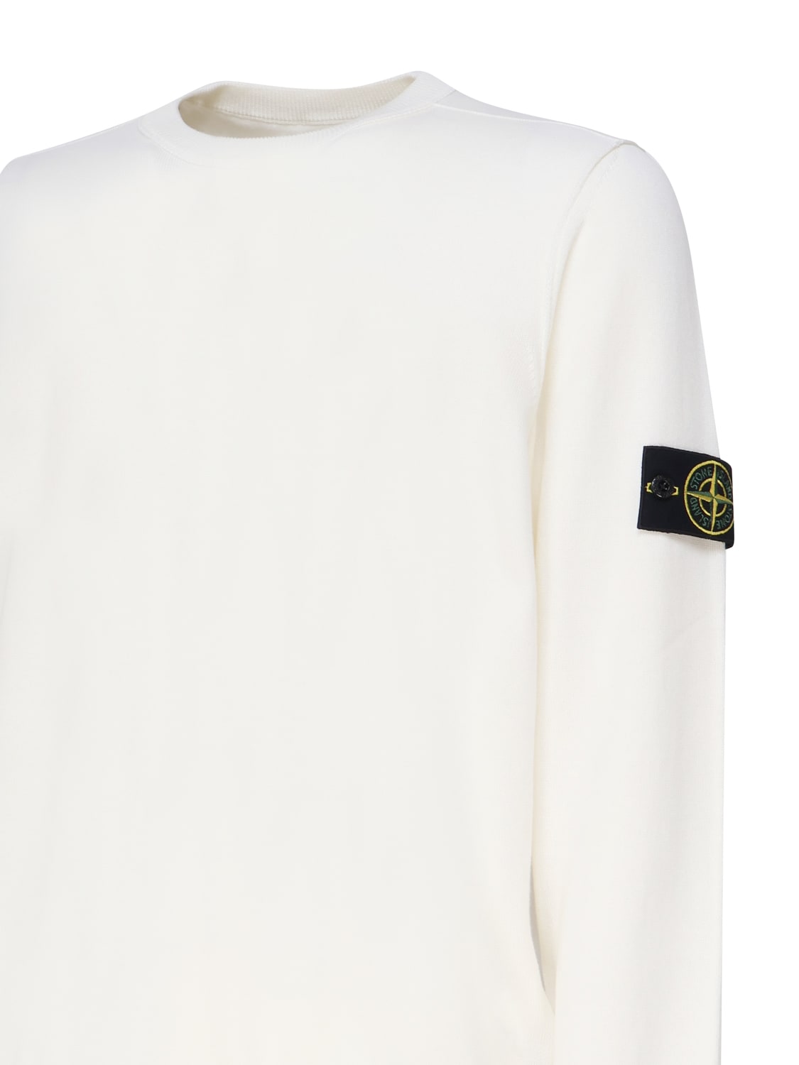 Shop Stone Island Cotton Logo Knit In White