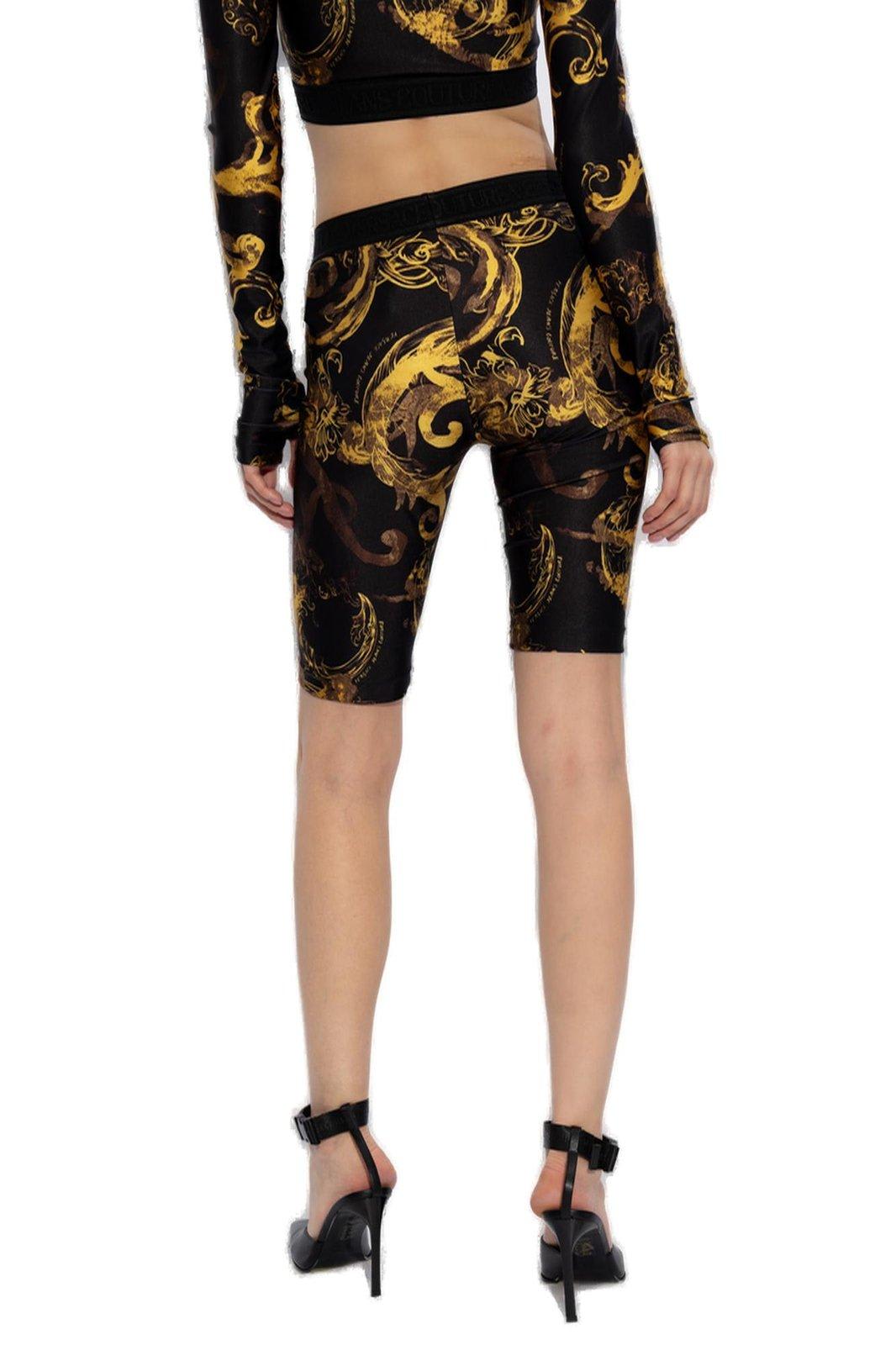 Shop Versace Jeans Couture Barocco Print Cycling Shorts In Black