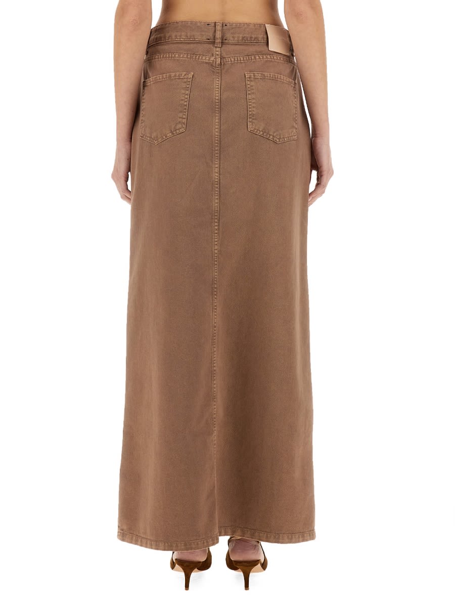Shop Alysi Denim Skirt In Brown