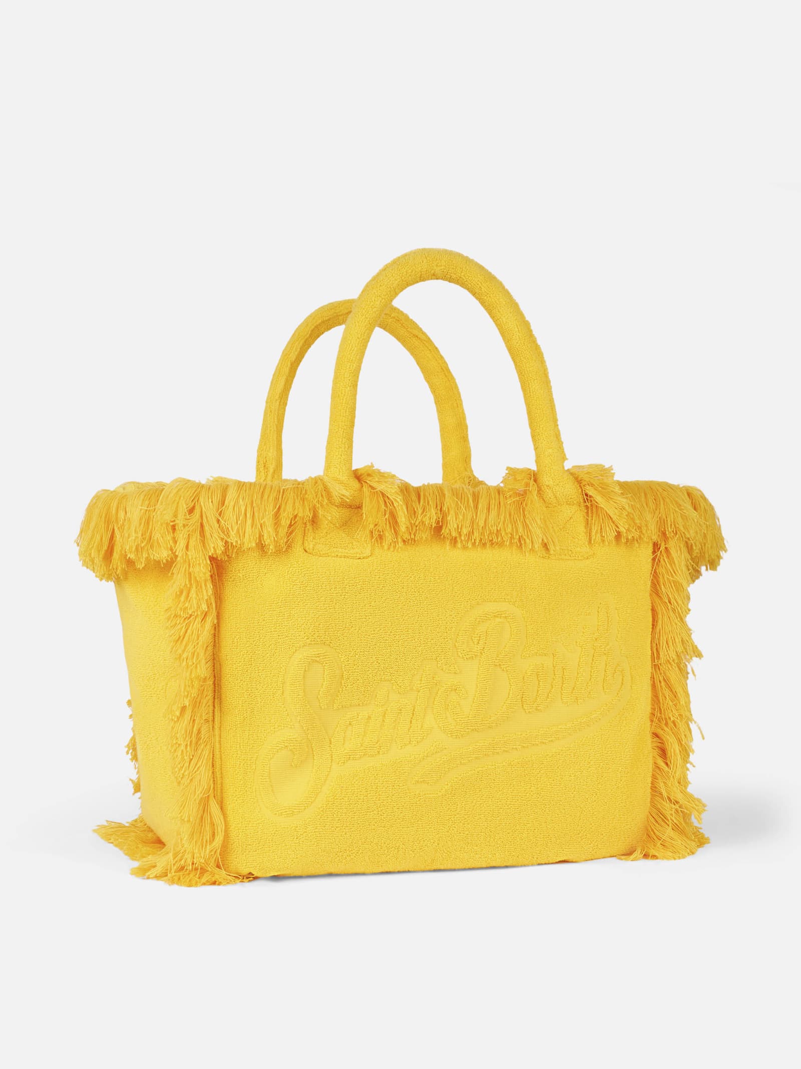 Mc2 Saint Barth Vanity Yellow Terry Shoulder Bag With Embossed Logo In Yellow