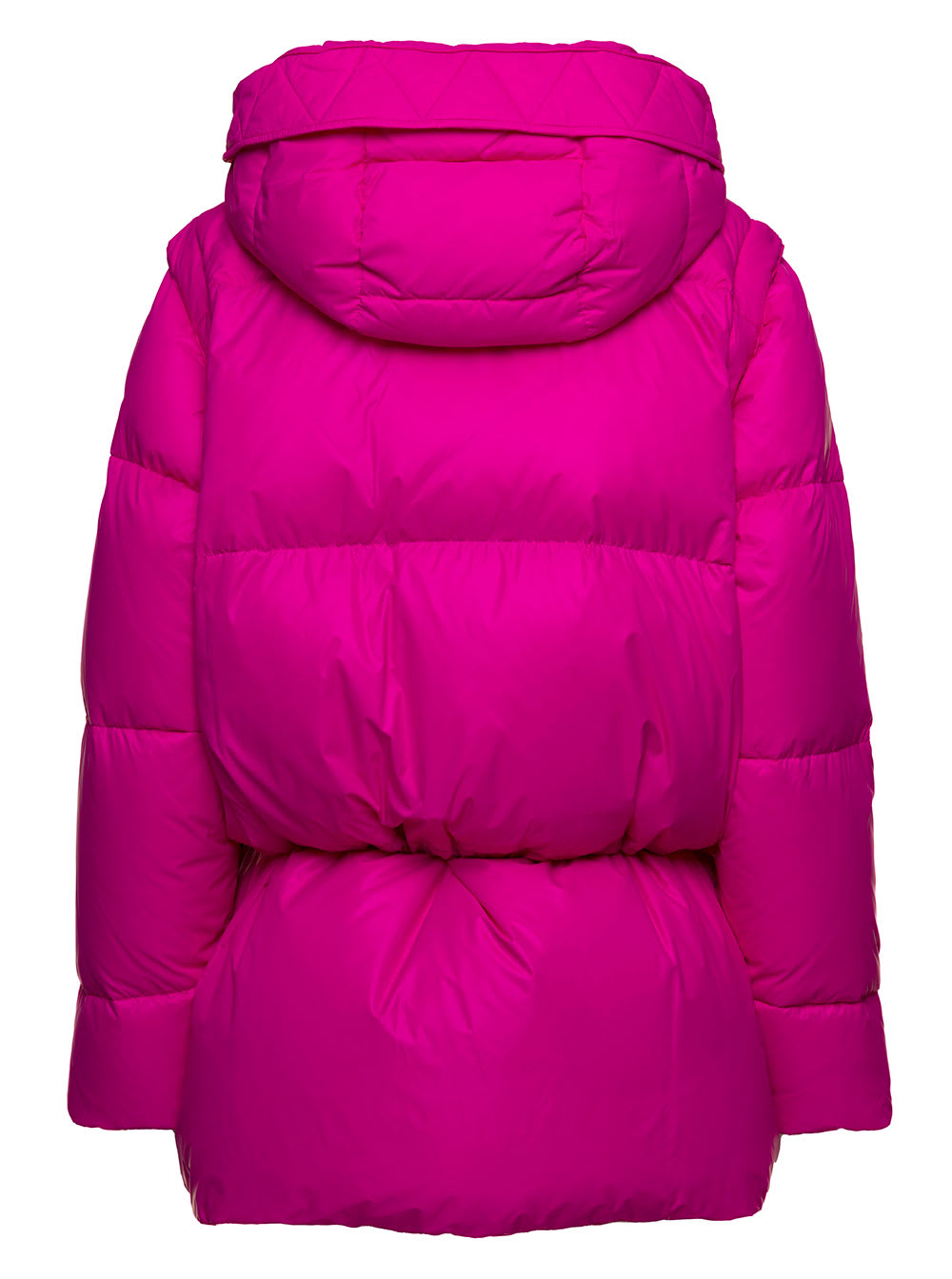 chiara Fuchsia Down Jacket With Detachable Sleeves And End Band With Shiny Finish In Nylon Woman Anitroc