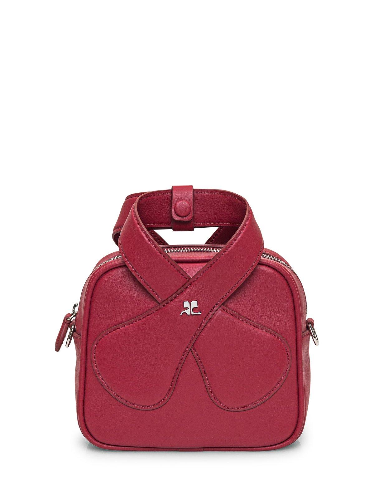 Courrèges Loop Logo Plaque Zip-up Mini Shoulder Bag In Red