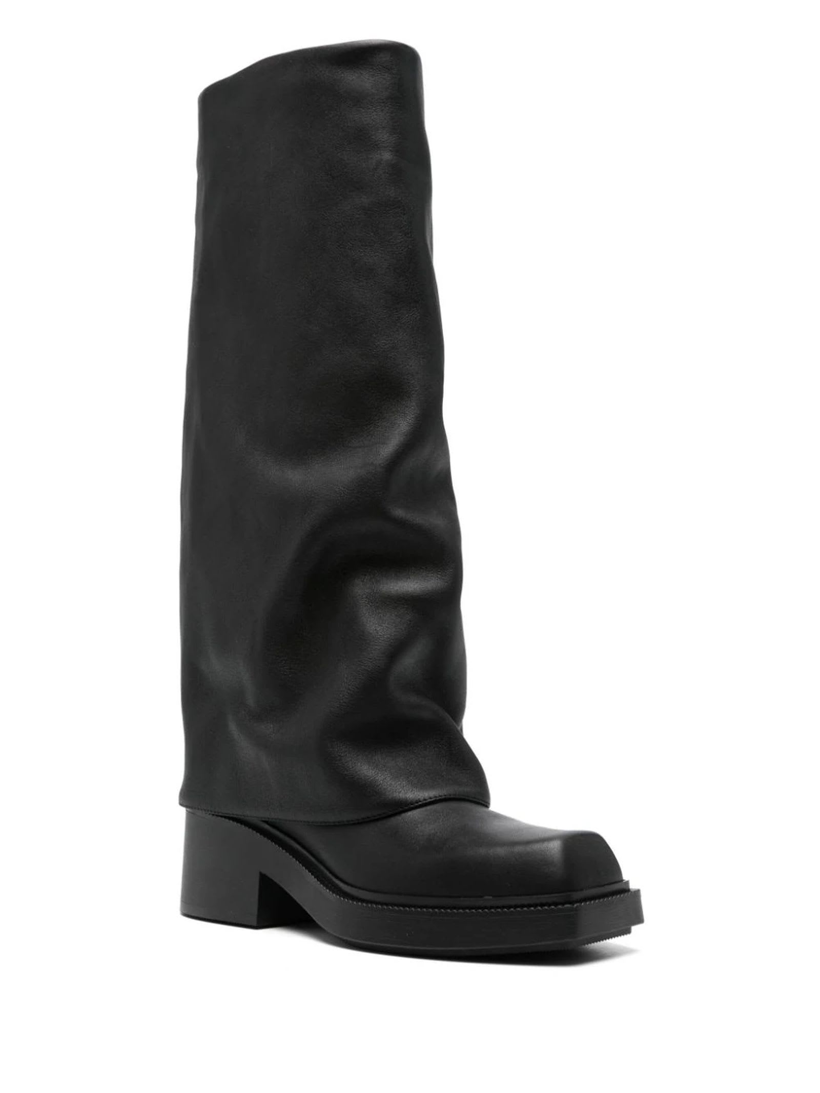 Shop Vic Matie Black Calf Leather Fray Boots