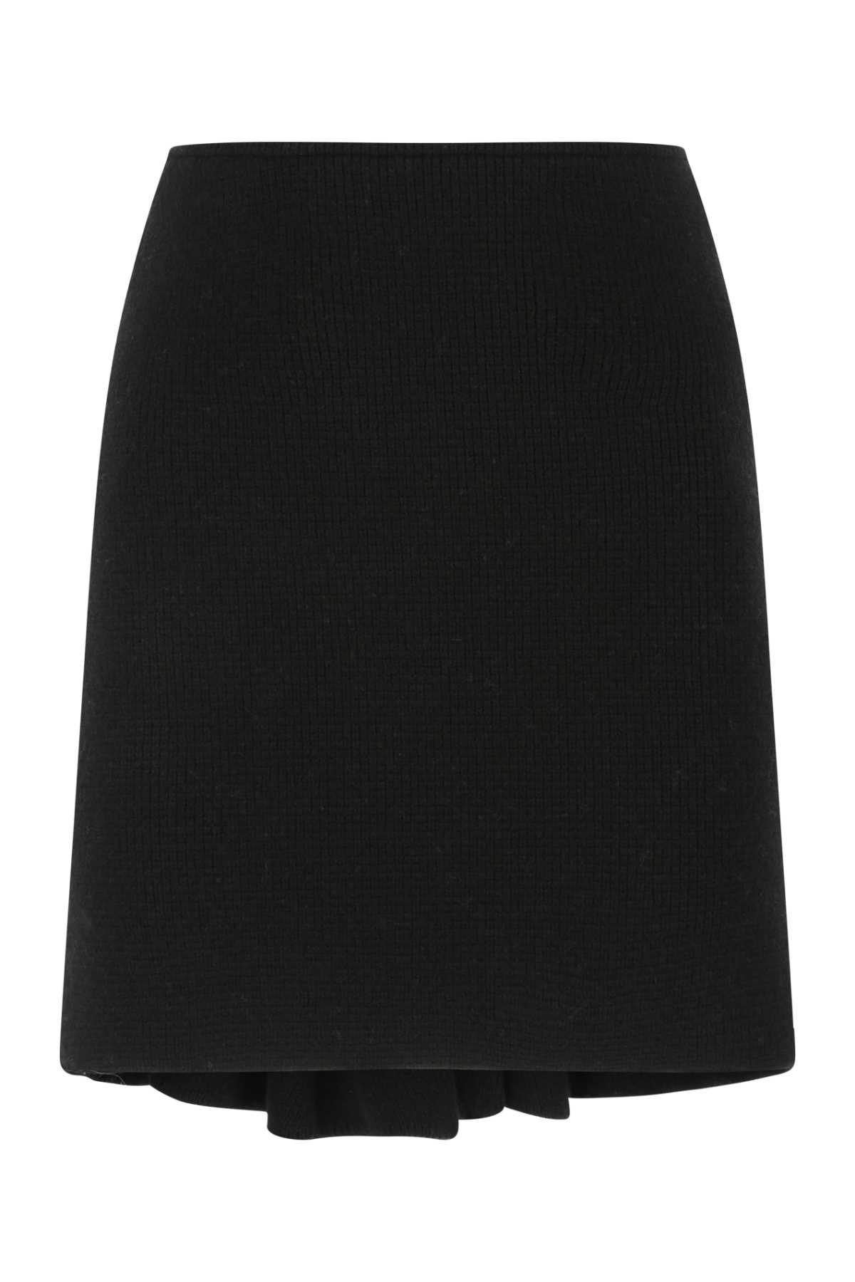 Shop Bottega Veneta Black Wool Blend Skirt In 1000