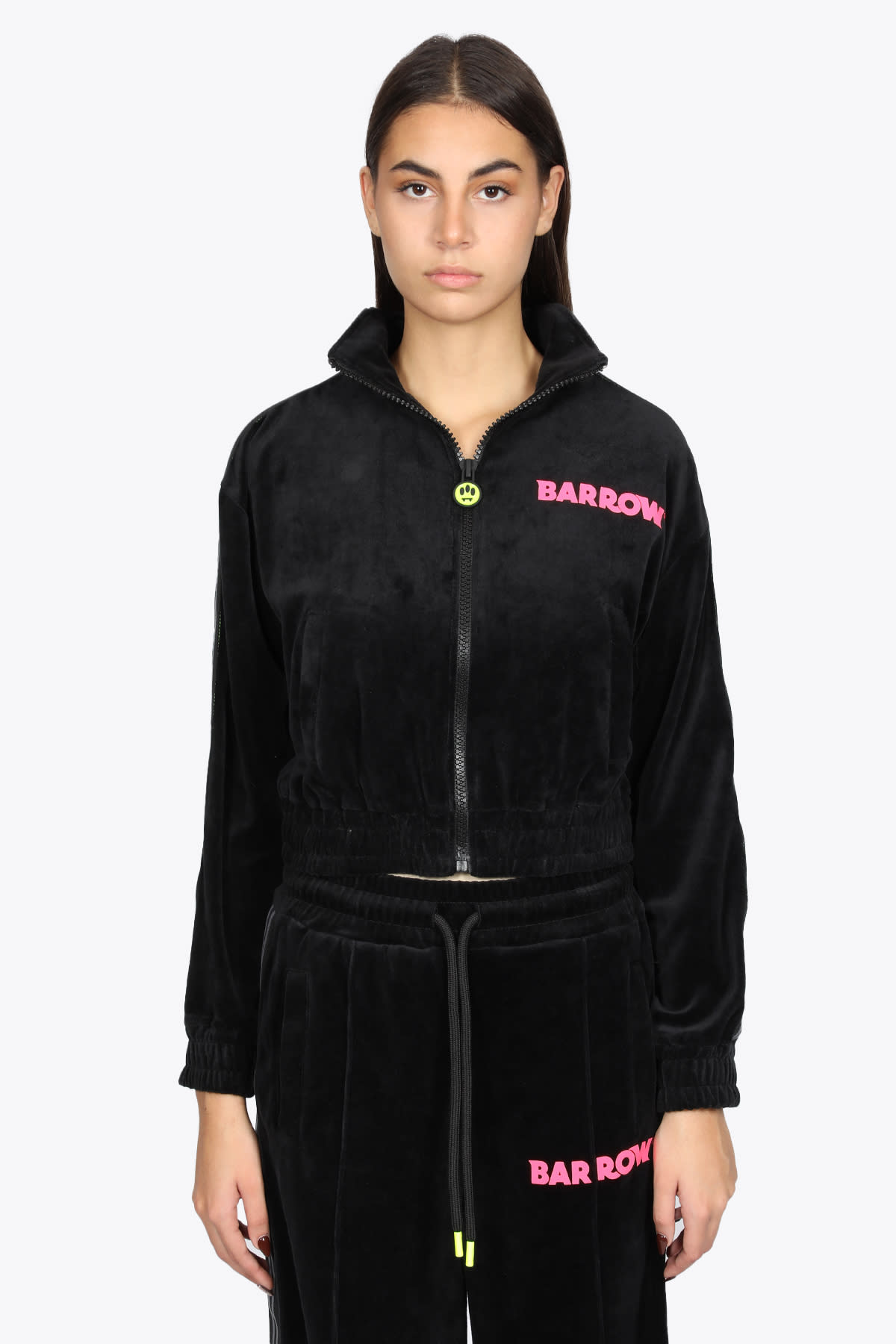 Barrow Terry Cloth Jacket Black chenille tracksuit jacket with side tape