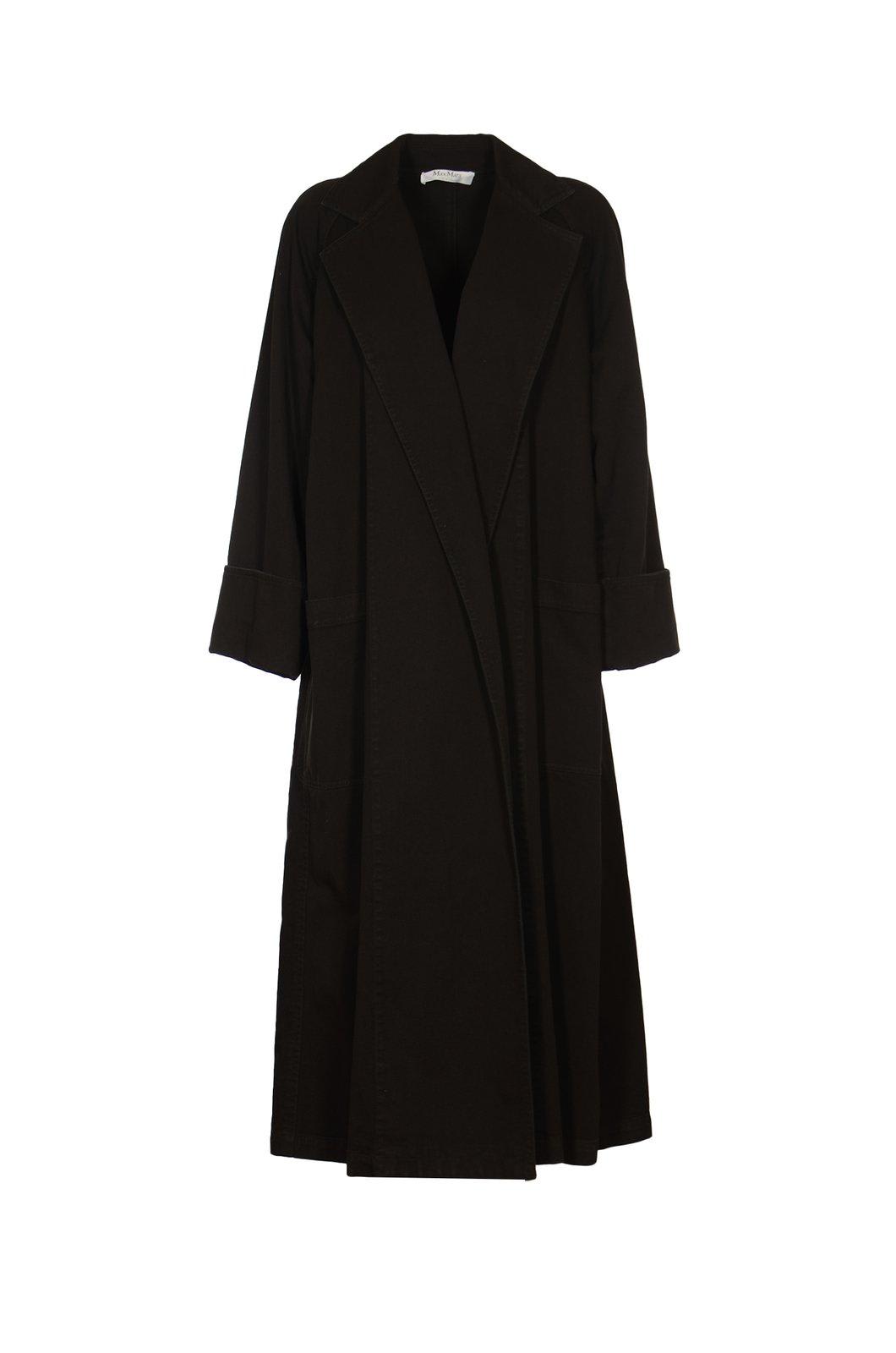 Shop Max Mara V-neck Long-sleeved Coat In Black
