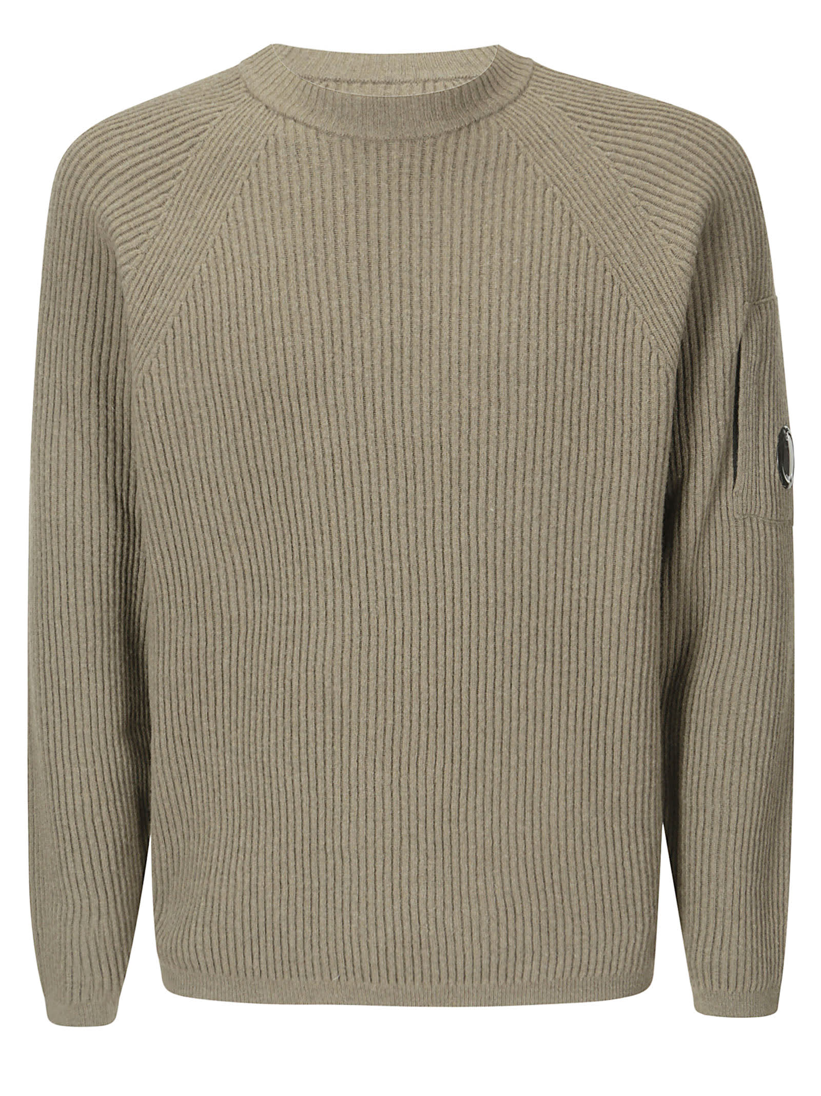 Shop C.p. Company Lambswool Grs Crew Neck Full Knit In Walnut