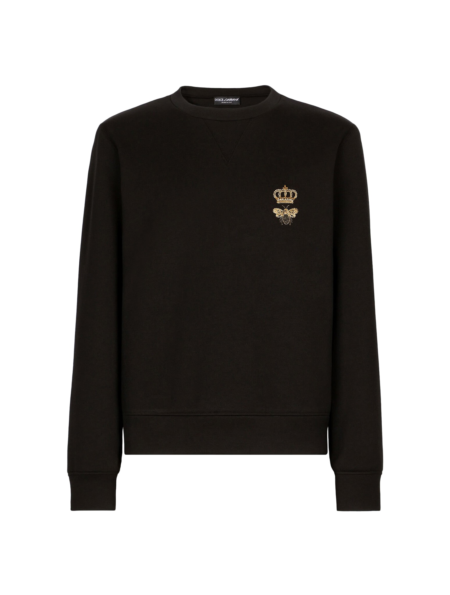 Dolce & Gabbana Crown And Bee Cotton-blend Sweatshirt In Black