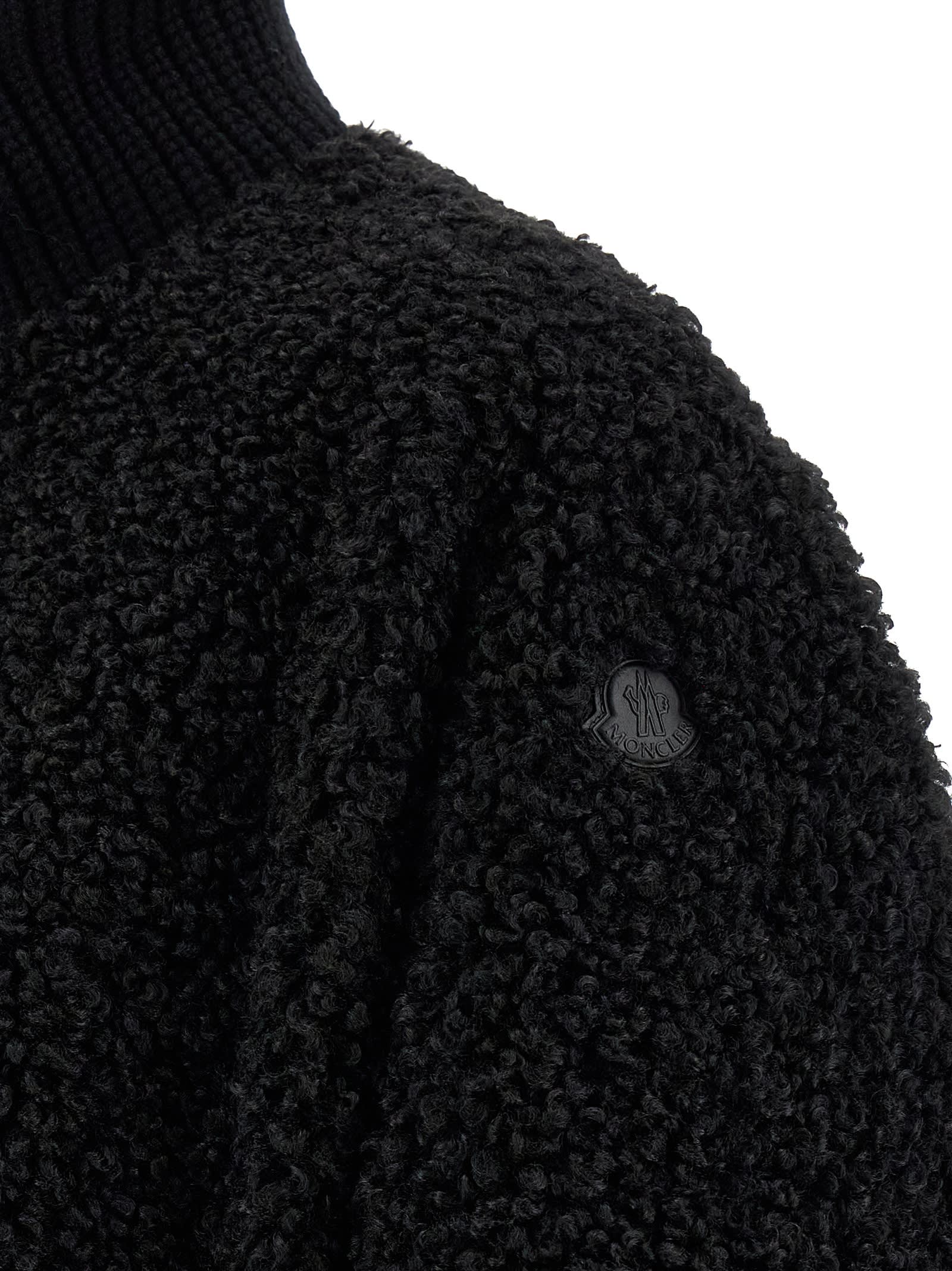 Moncler Reversible Leather-trimmed Cape In Black