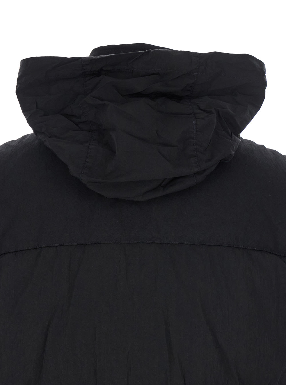 C.p. Company Black Vest With Mock Drawstring Neck And Logo Plaque On The Front In Black