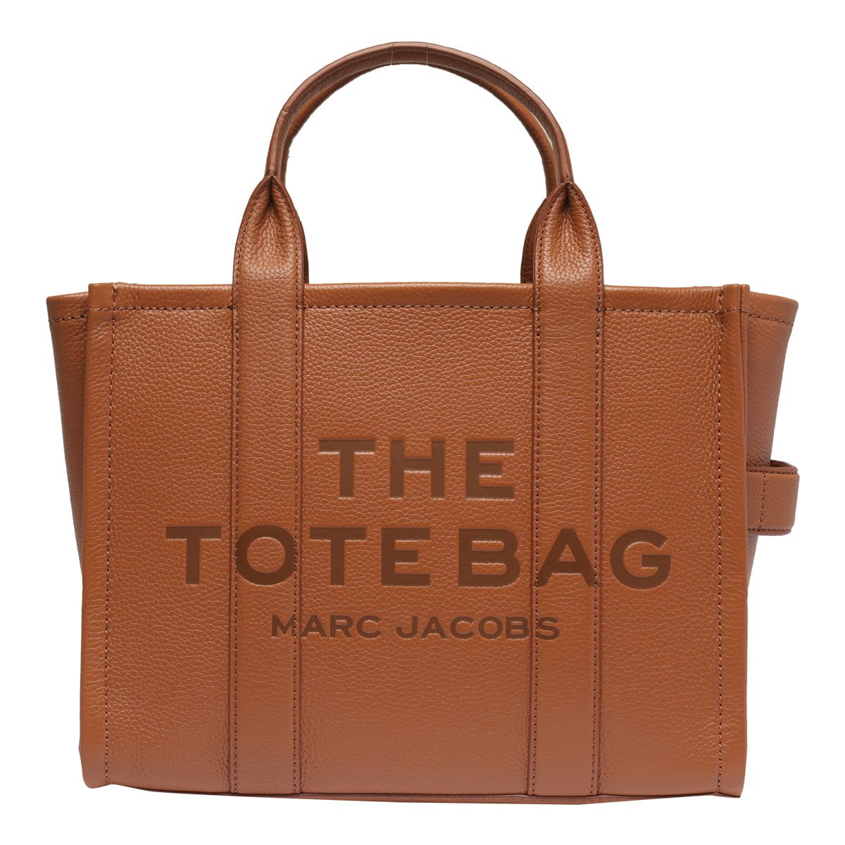 Shop Marc Jacobs The Leather Medium Tote Bag In Brown