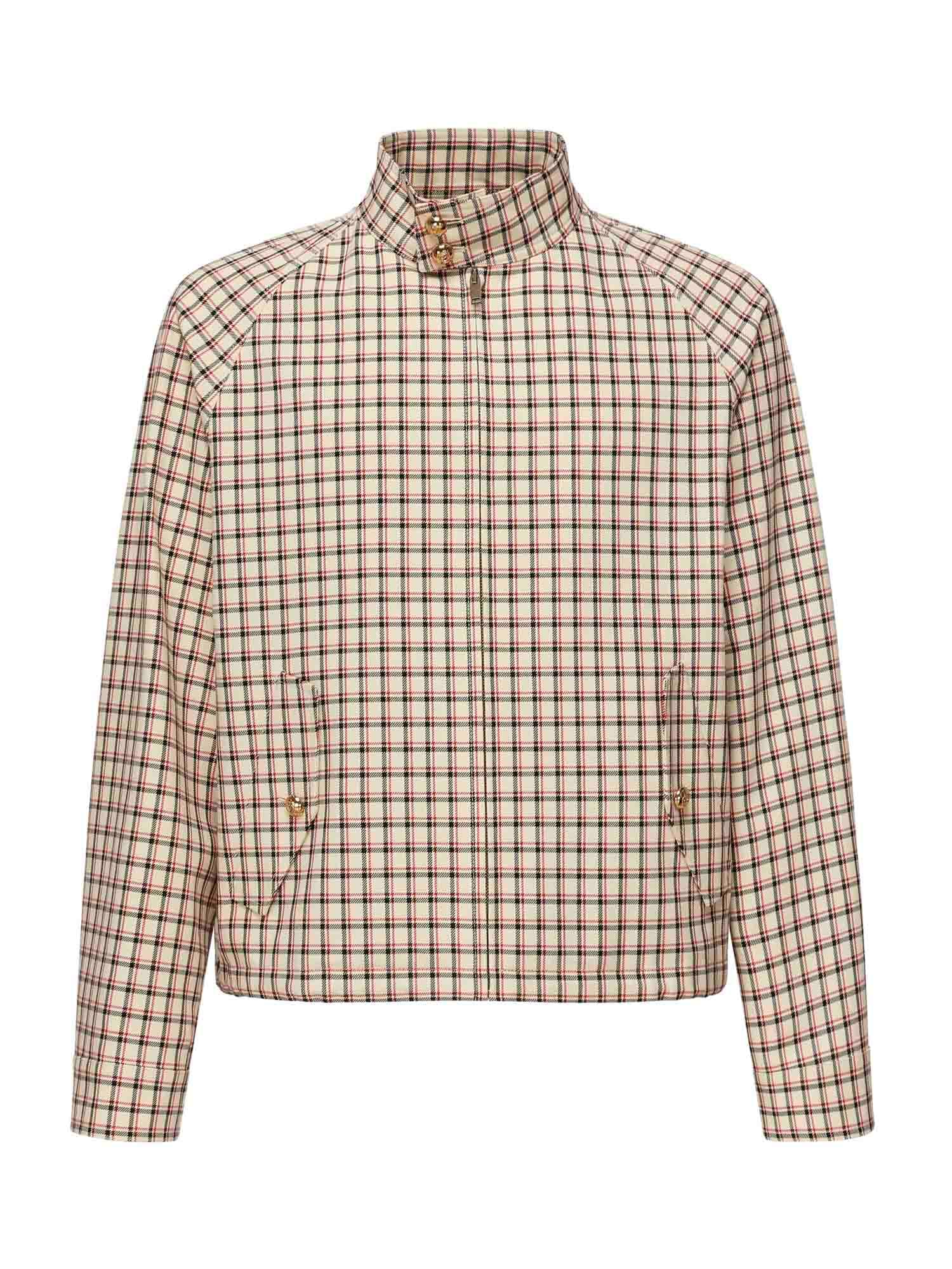 Valentino Checked Zip-up Single-breasted Coat In Neutral