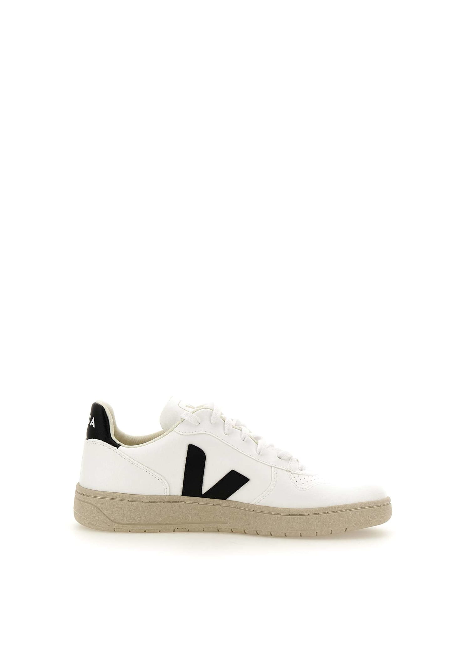 Shop Veja V-10 Cwl Sneakers In White-black