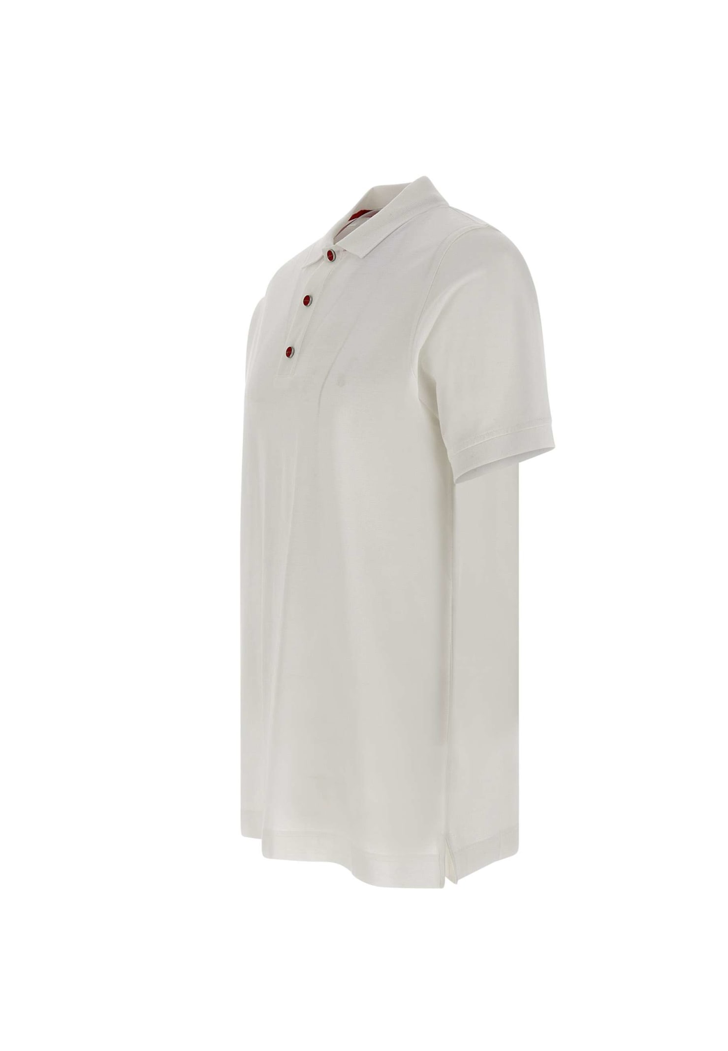 Shop Kiton Ultrafine Cotton Polo Shirt In White