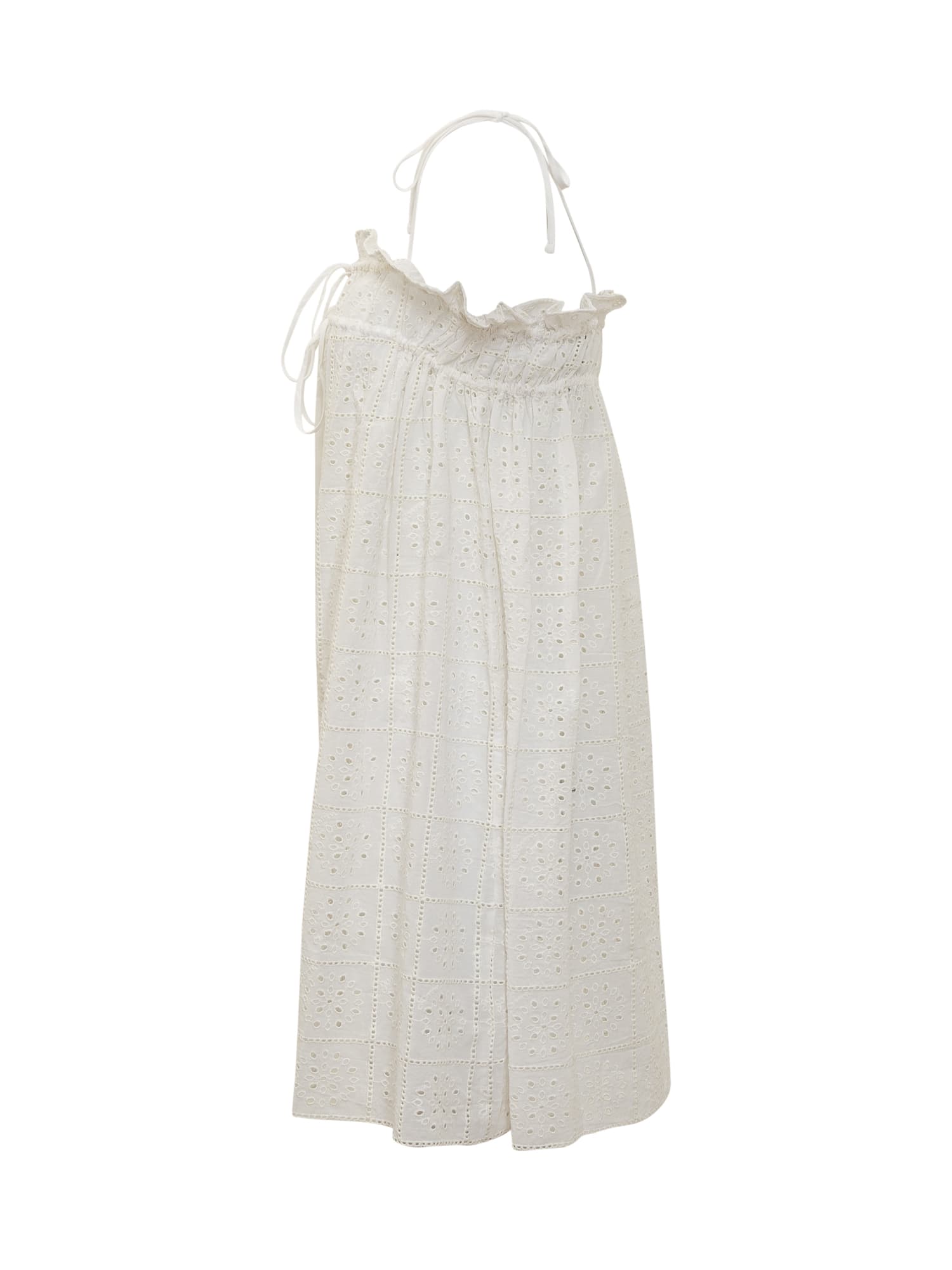 Shop Ganni Anglaise Strap Dress In Bright White