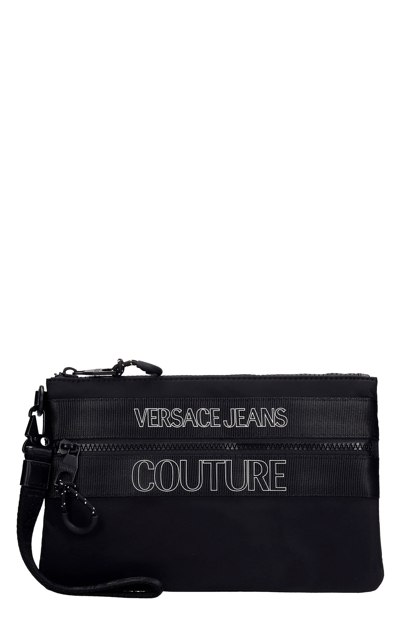 Versace Jeans Couture Clutch In Black Synthetic Fibers