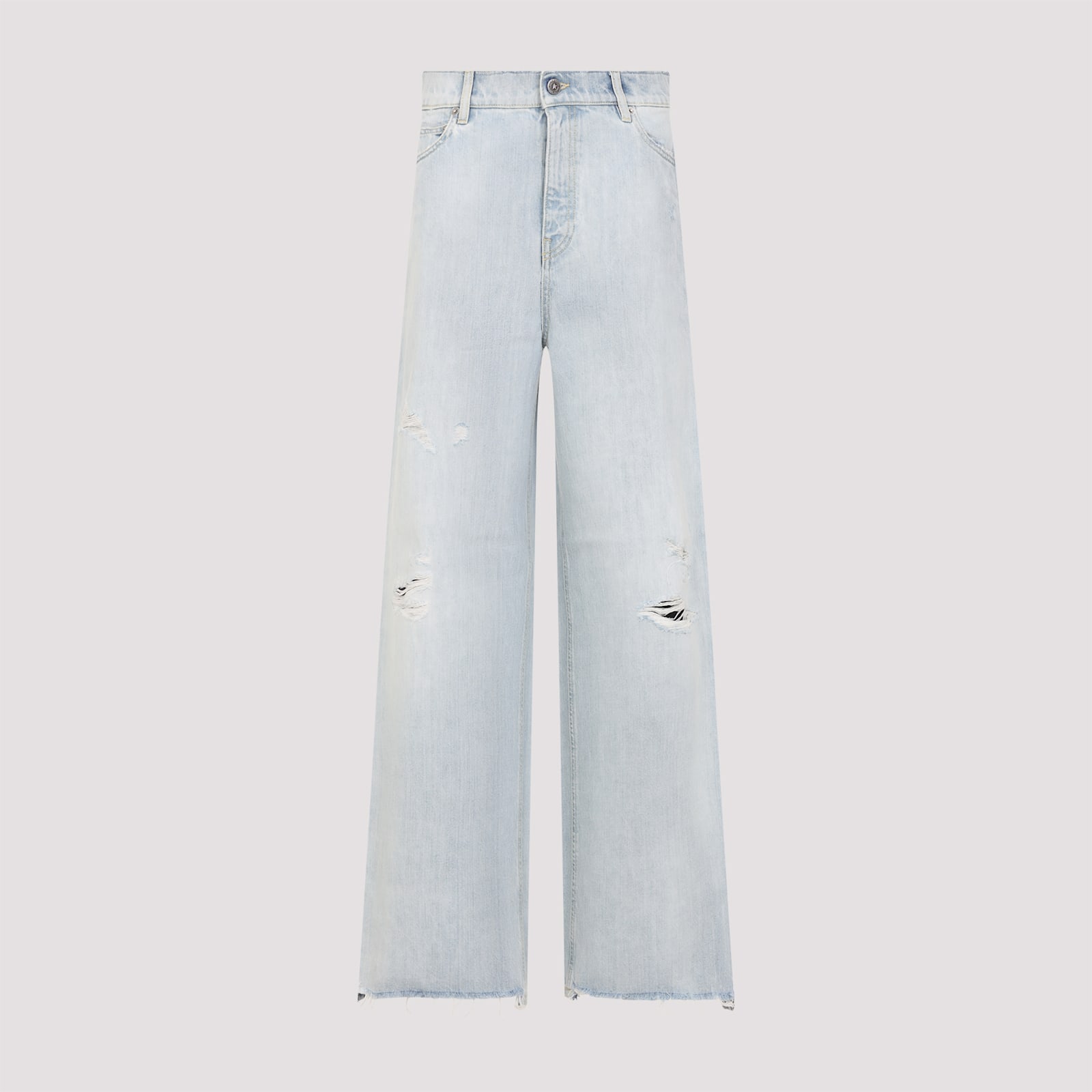 Golden Goose Relaxed Wide-leg Jeans With Distressed Detailing In Cloud Blue