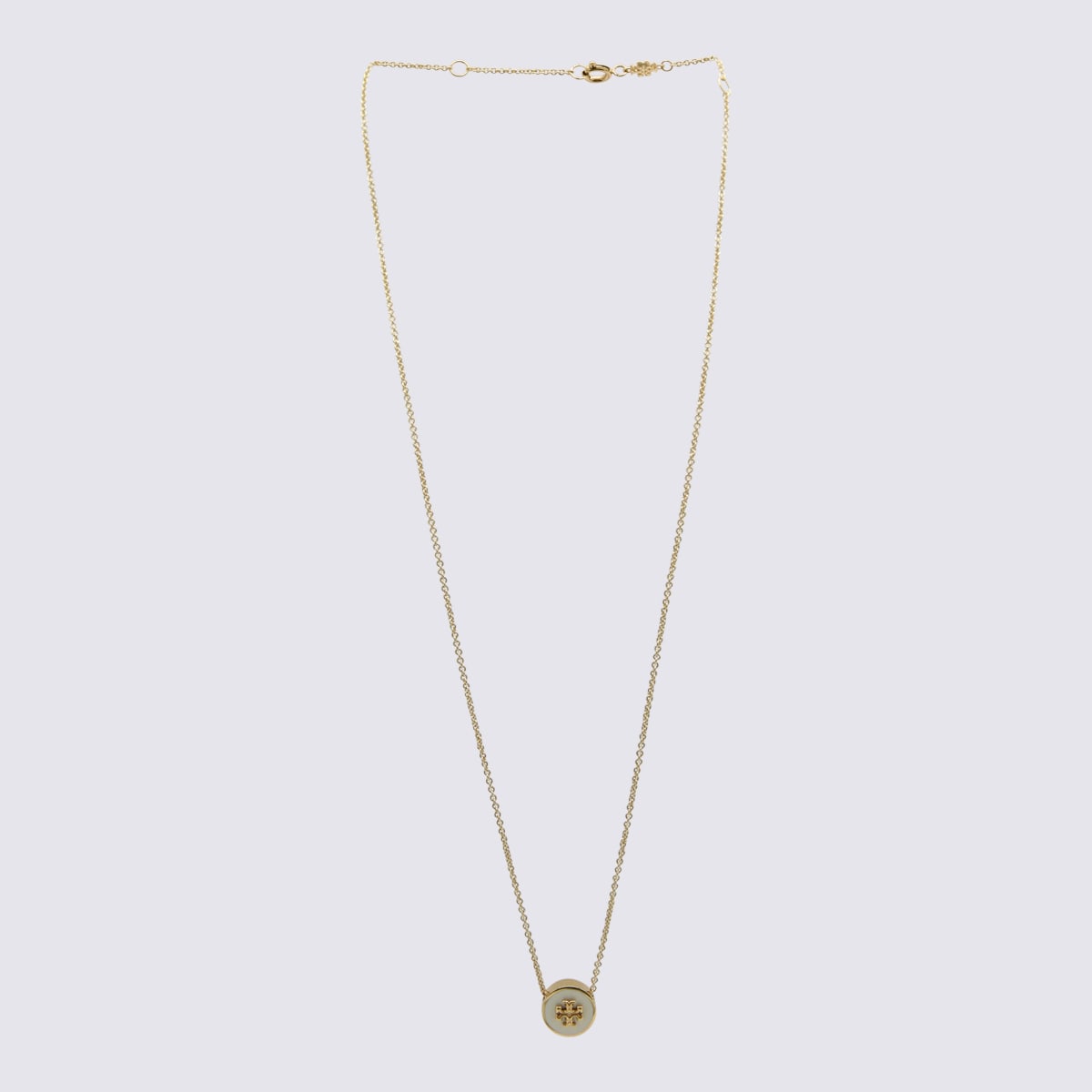 Shop Tory Burch Gold Tone Metal Necklace In Tory Gold / New Ivory