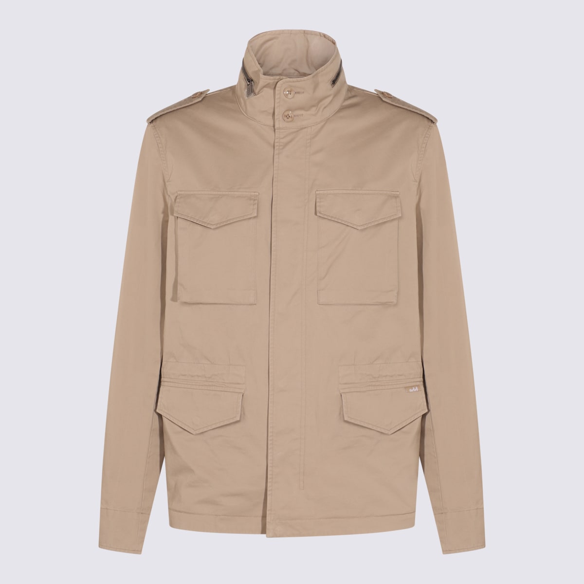 Beige Cotton Casual Jacket