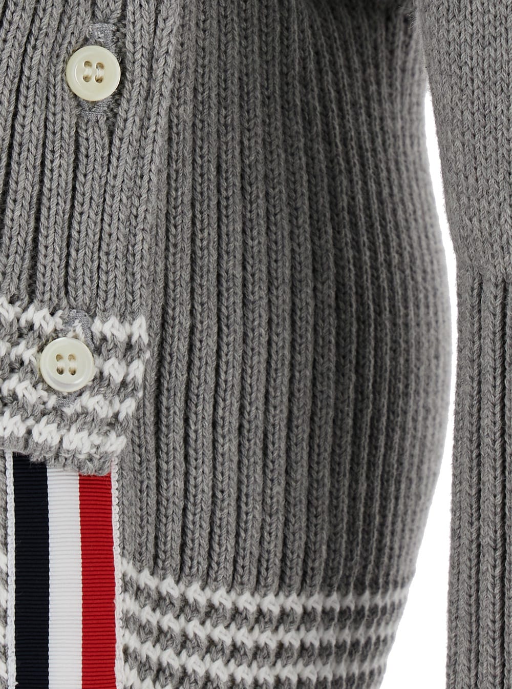 Shop Thom Browne Grey V-neck Cardigan With 4-bar Detail In Cotton Woman