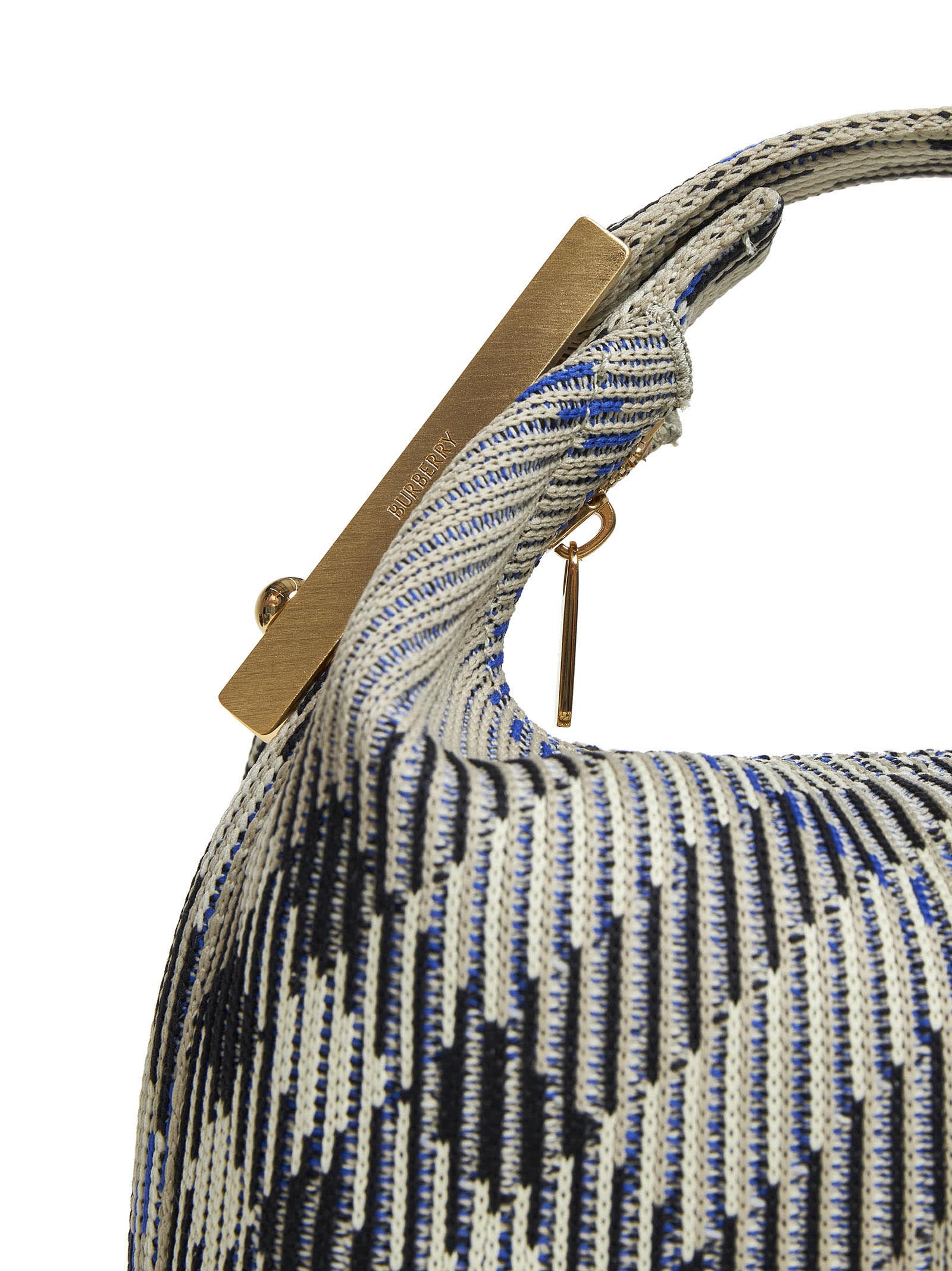 Burberry Mini Peg Check Knitted Bag In Neutrals