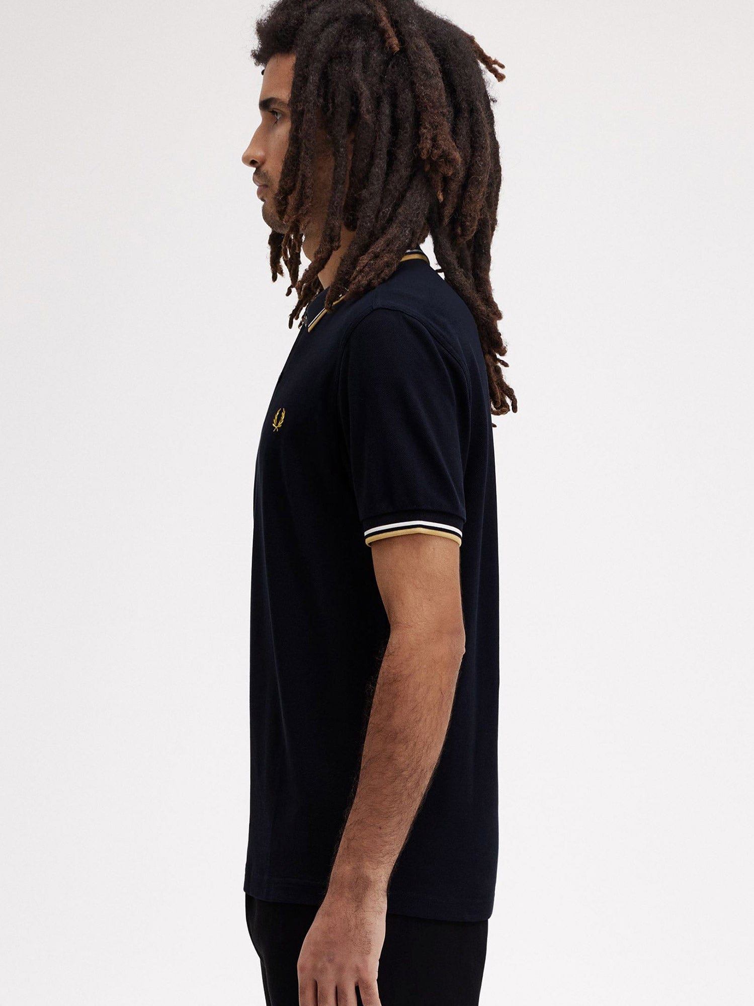 Fred Perry Polo Shirt With Contrast Trim And Collar In Black