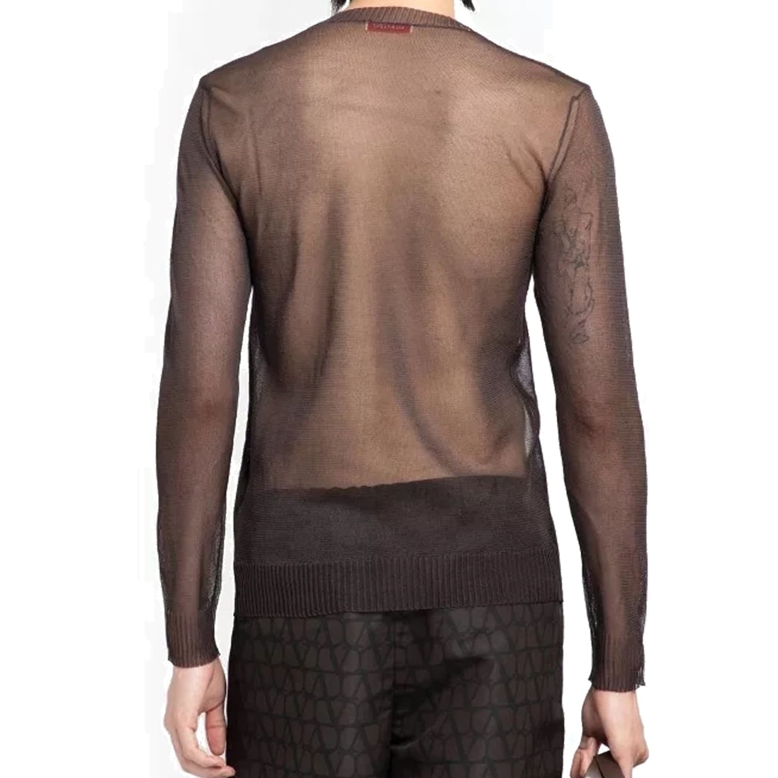 Shop Valentino Semi-transparent Sweater In Brown