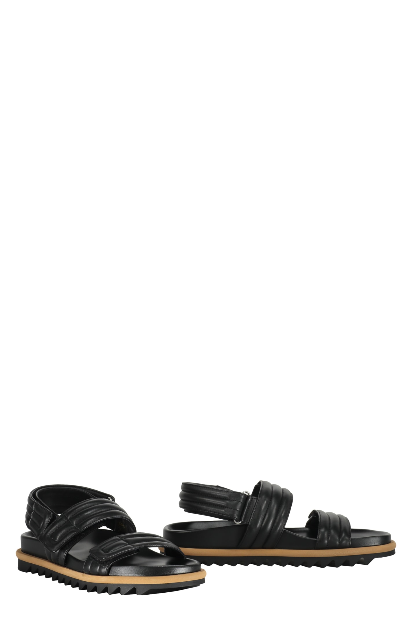 Dries Van Noten Leather And Rubber Slides In Black