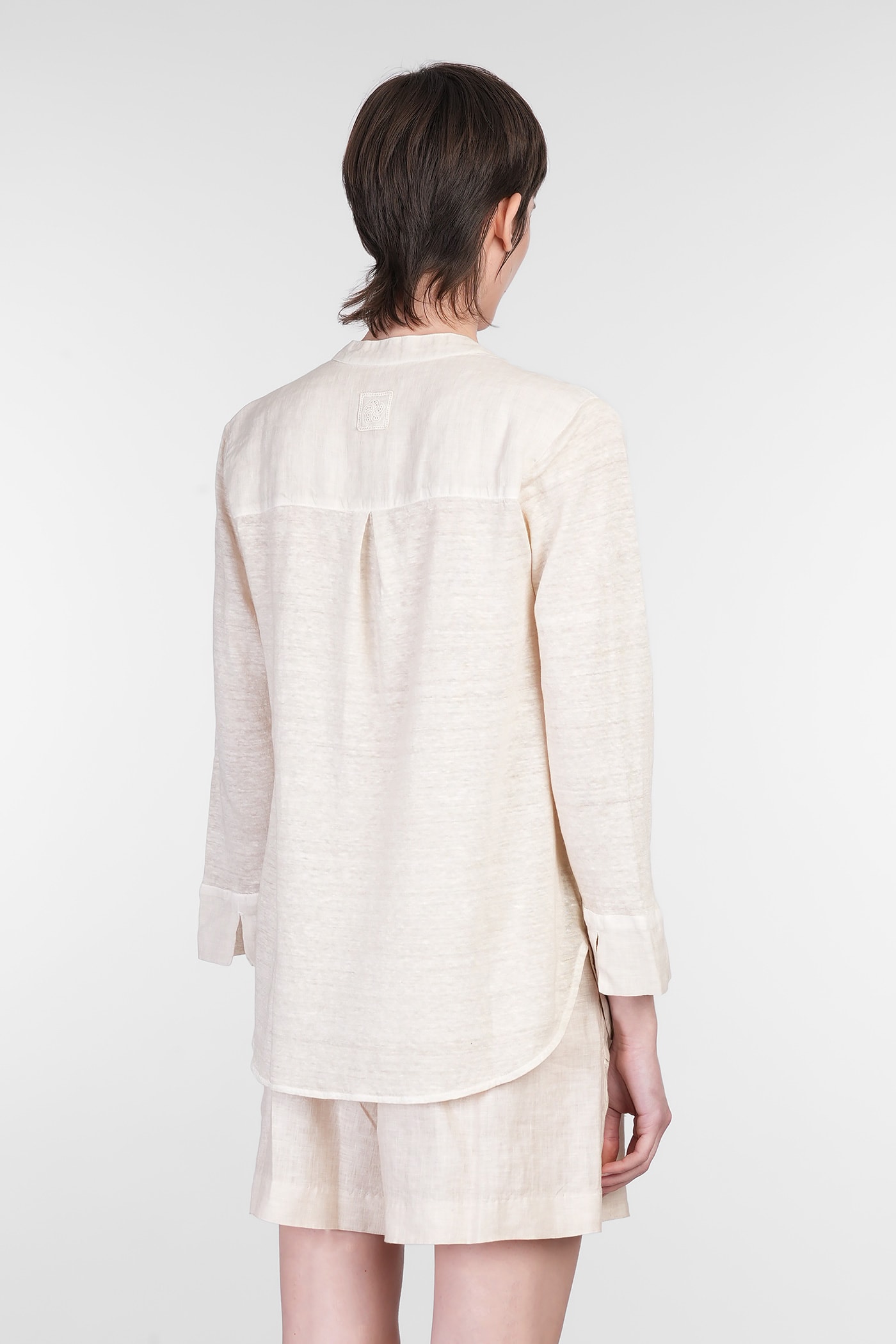 120% LINO BLOUSE IN BEIGE LINEN