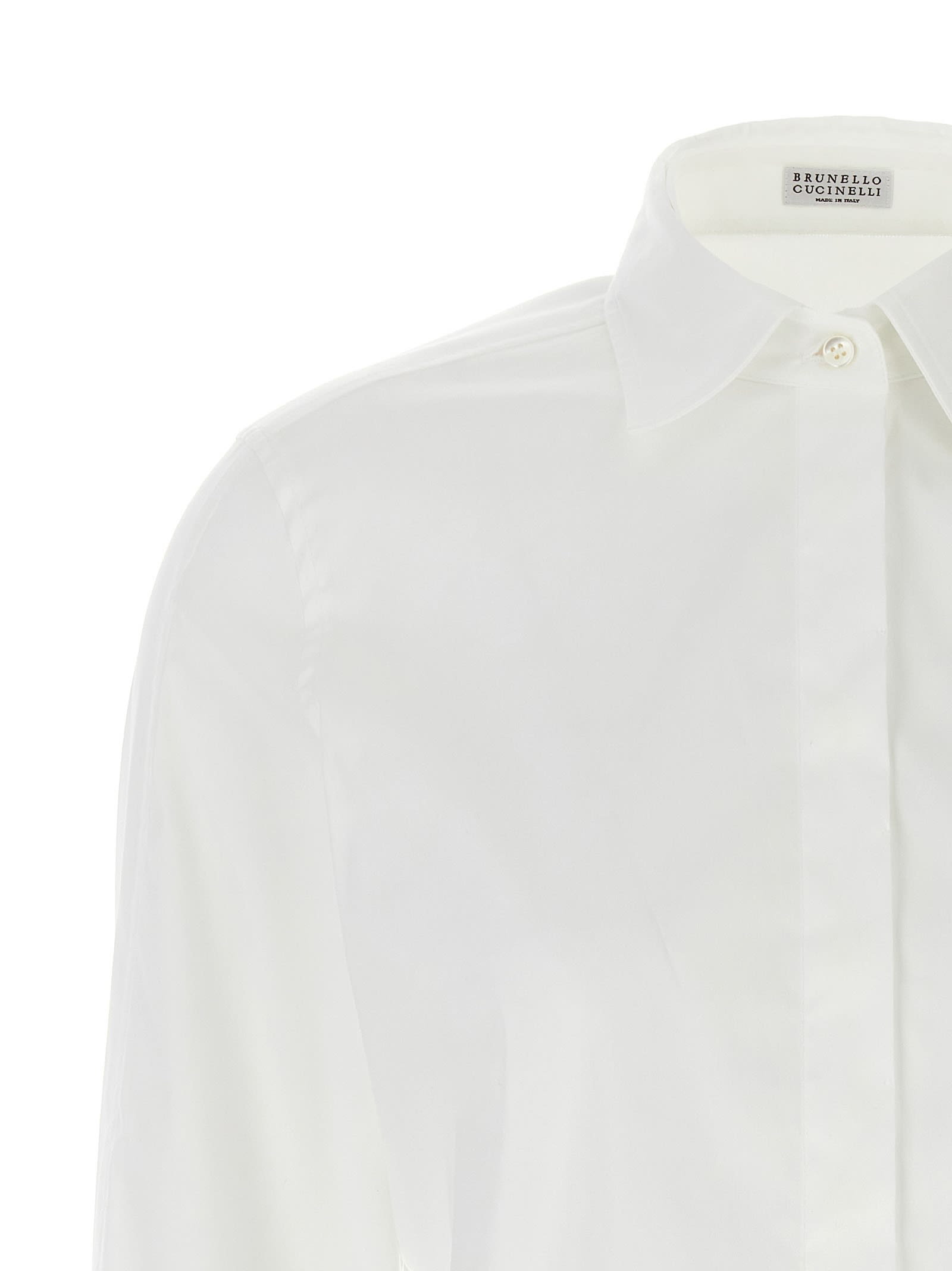 Shop Brunello Cucinelli Monile Poplin Shirt In White