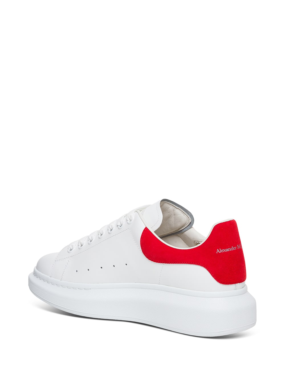 Shop Alexander Mcqueen Mans Oversize White Leather And Red Heel Sneakers