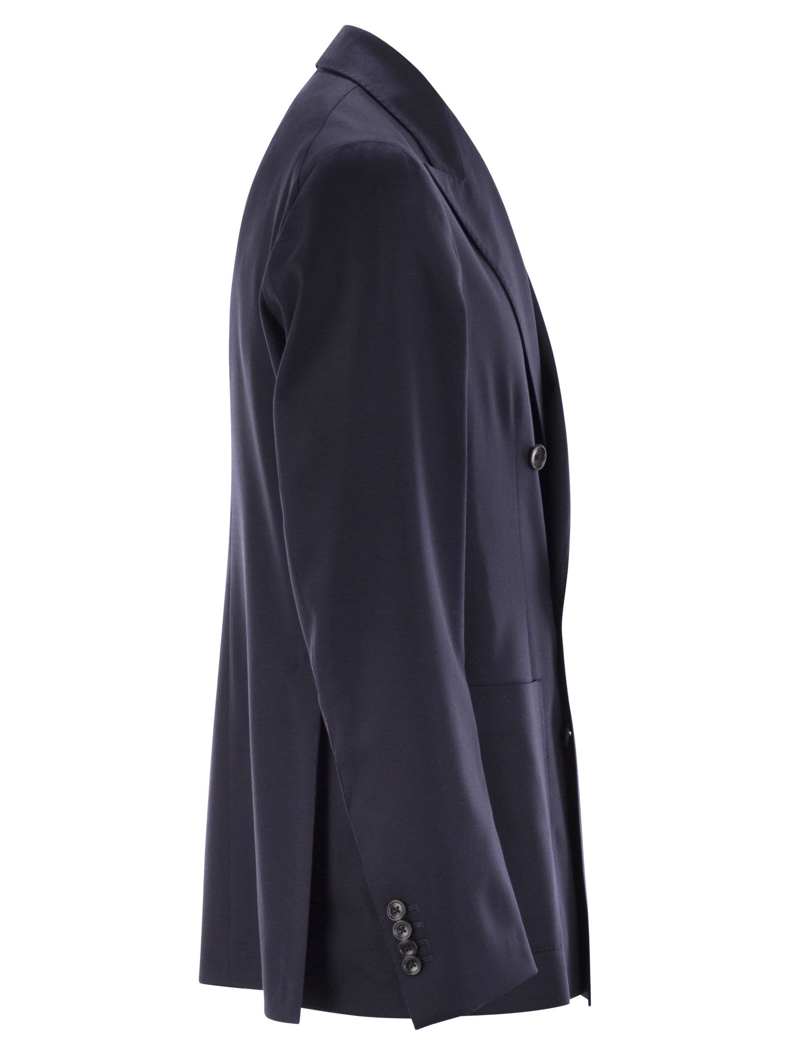 Shop Tagliatore Double-breasted Virgin Wool Jacket In Blue