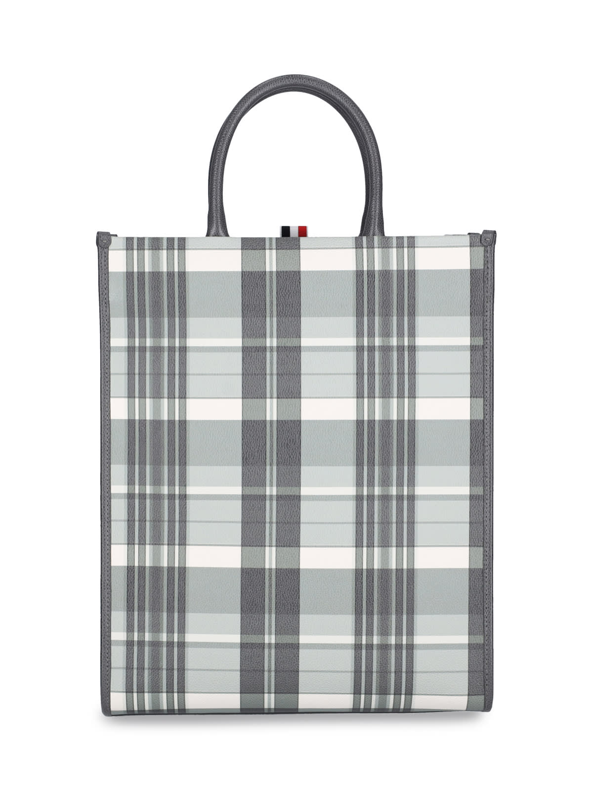 Shop Thom Browne Vertical 4-bar Tote Bag In Gray