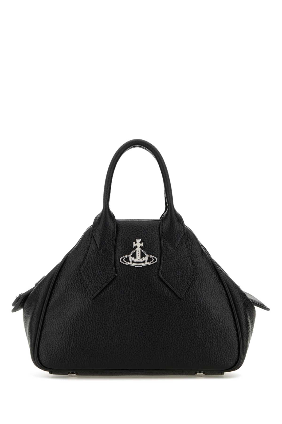 Black Synthetic Leather Small Yasmine Handbag
