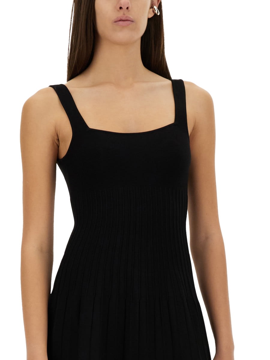 Staud Fitted Black Midi Dress In Black