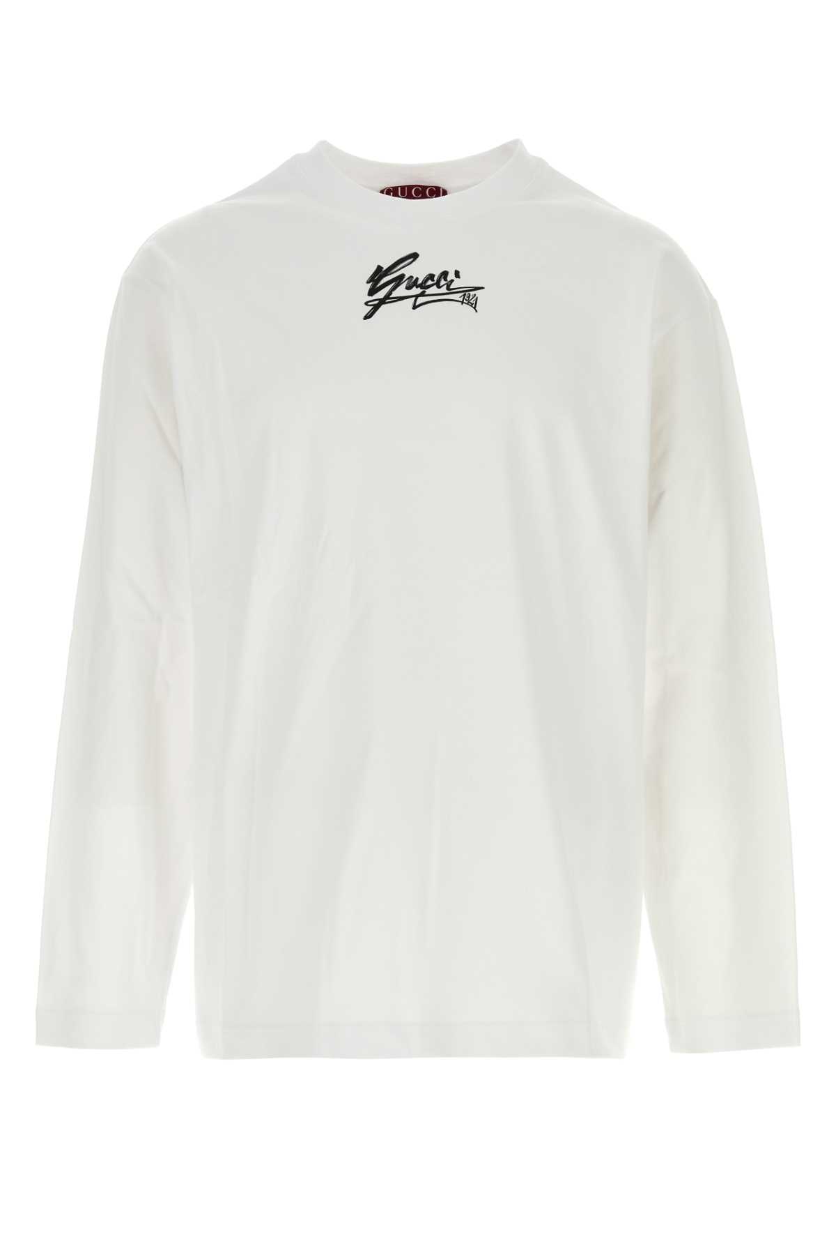 Shop Gucci White Cotton T-shirt In Grwhbdobhire