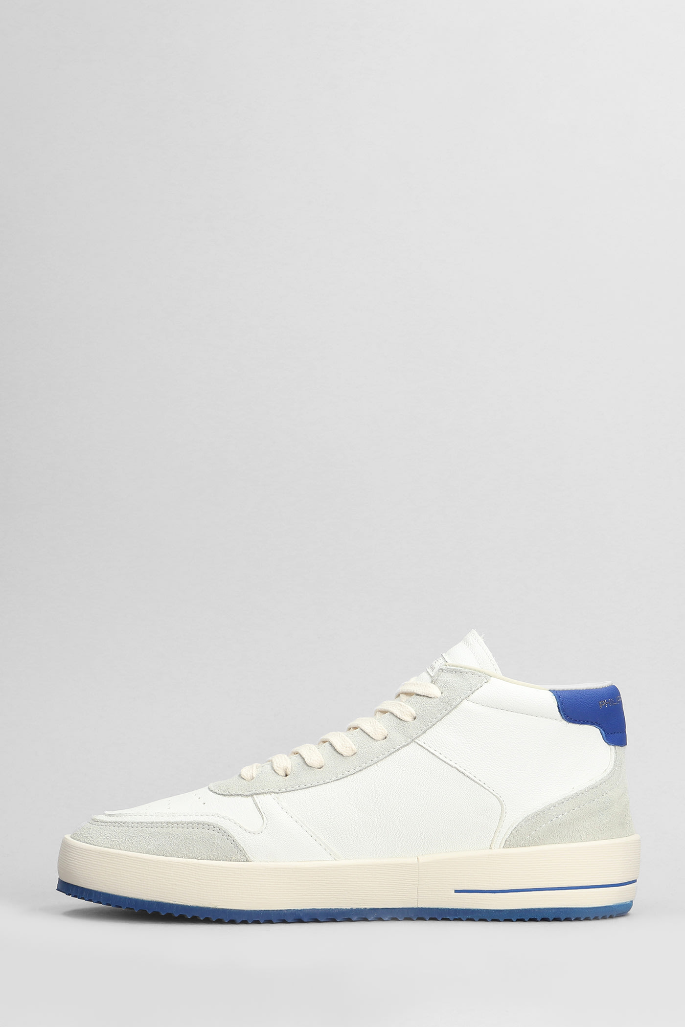 Shop Philippe Model Nice Mid Sneakers In White Suede And Leather