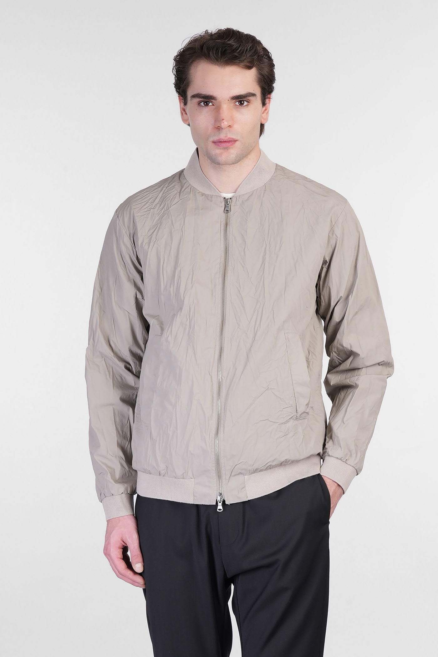 Blus Bomber Jacket In Beige Cotton