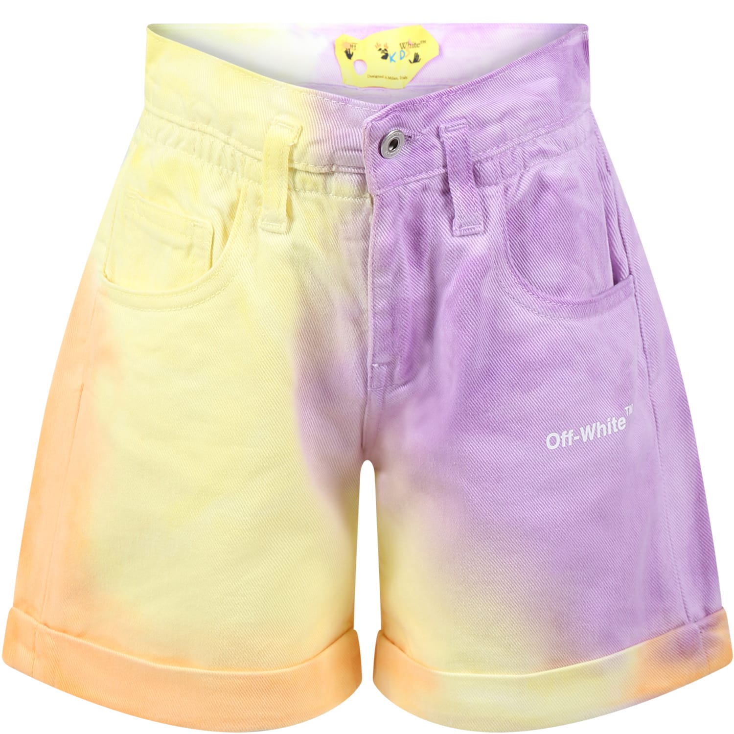 OFF-WHITE MULTICOLOR SHORTS FOR GIRL WITH LOGO
