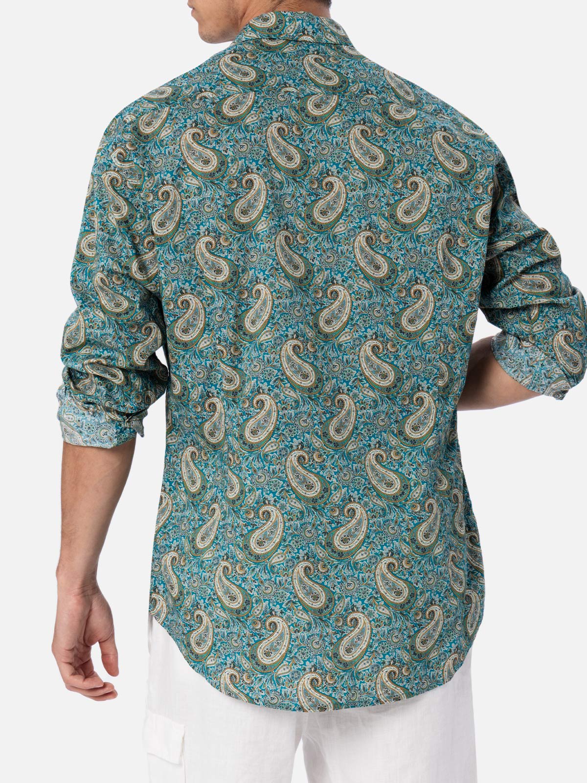 MC2 SAINT BARTH MAN MUSLIN COTTON SHIRT SIKELIA WITH PAISLEY PRINT