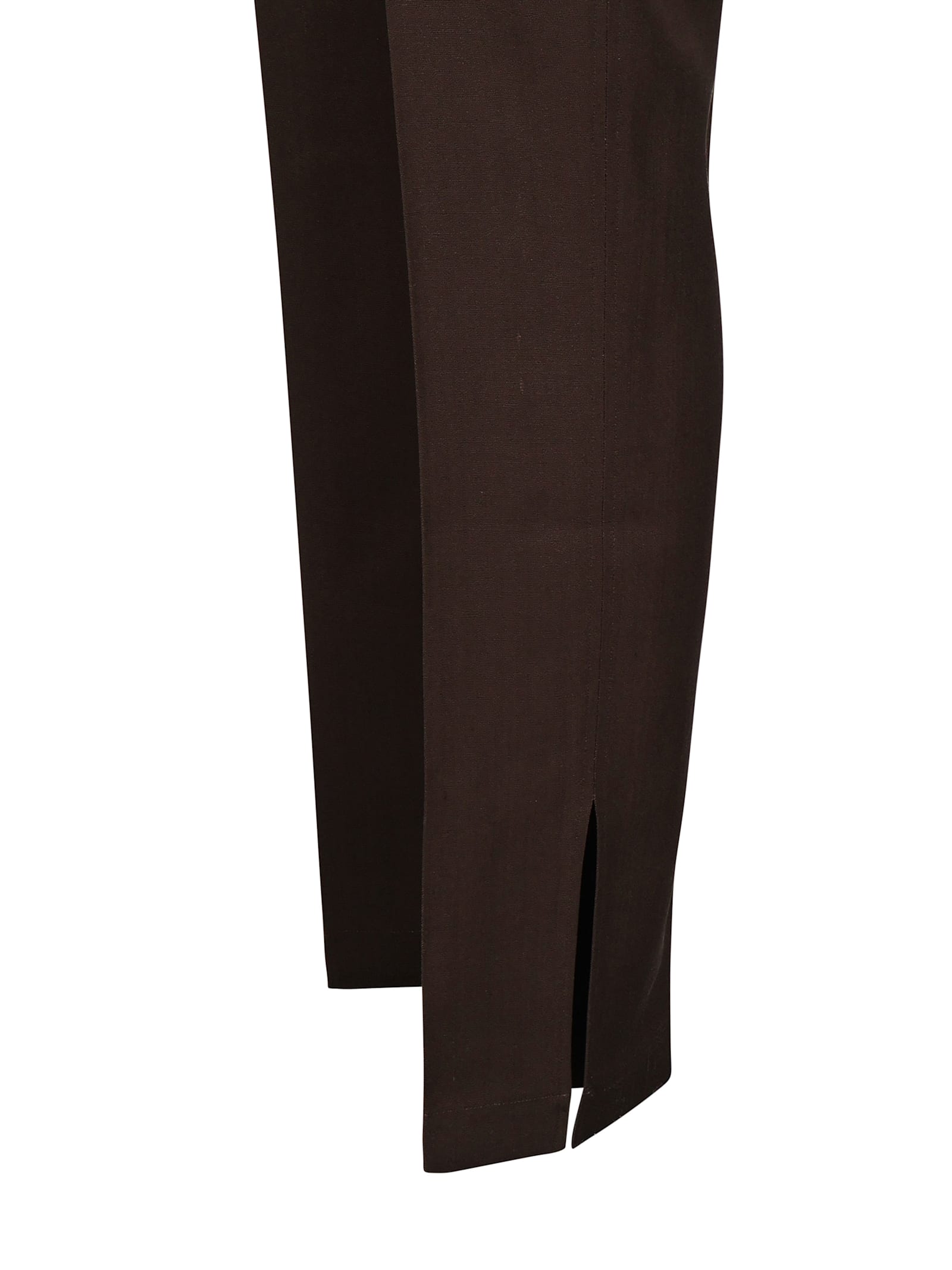 Jacquemus High-waisted Wool Trousers Ribbon Detail In Dark Brown