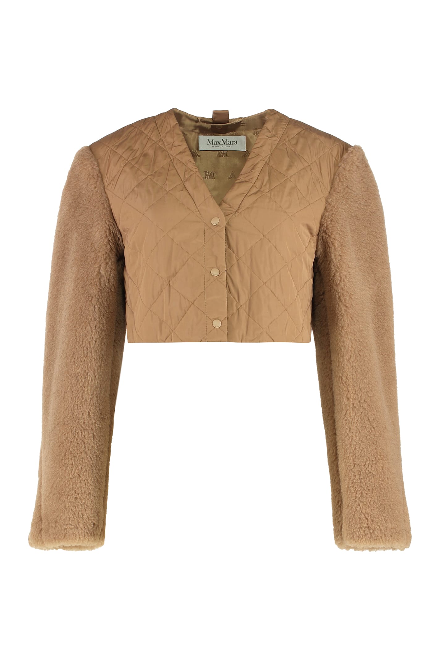 Max Mara Gilet Crop 2-in-1 In Teddy Fabric In Brown