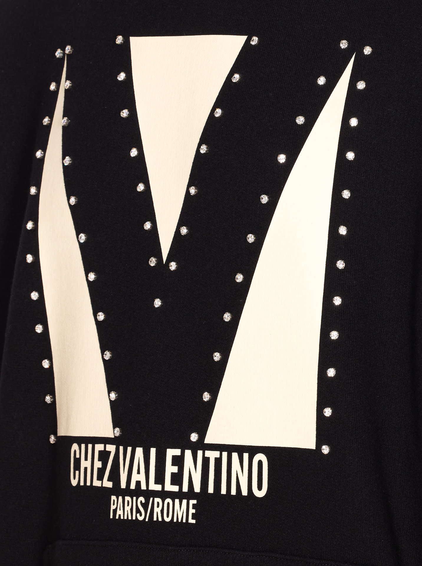 Valentino Crystal Embellished Hoodie With Embroidered Graphic In Animal Print