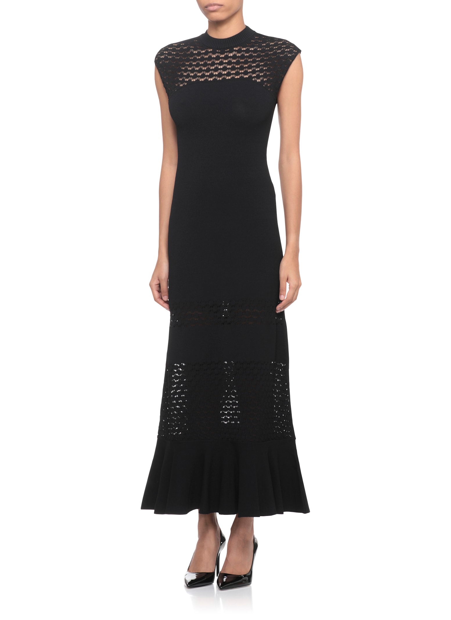 Lanvin Midi Dress Featuring Lace Detailing In Black