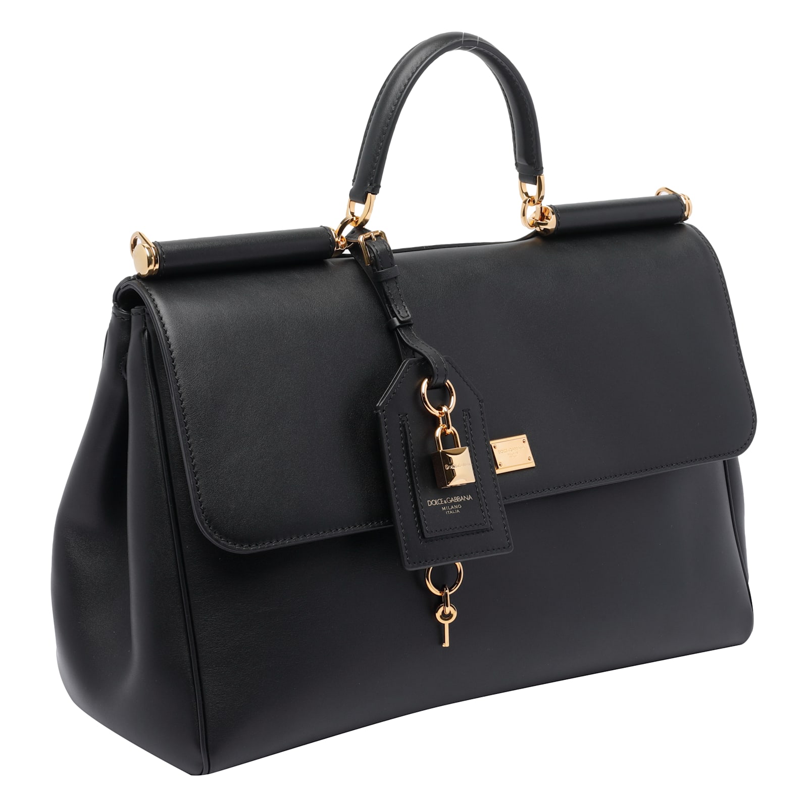 Dolce & Gabbana Black Handbag With Padlock Detail And Adjustable And Removable Shoulder Strap In Black