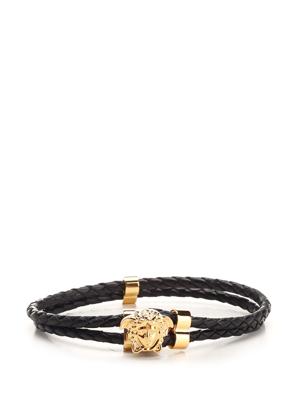 Shop Versace Braided Bracelet In Black