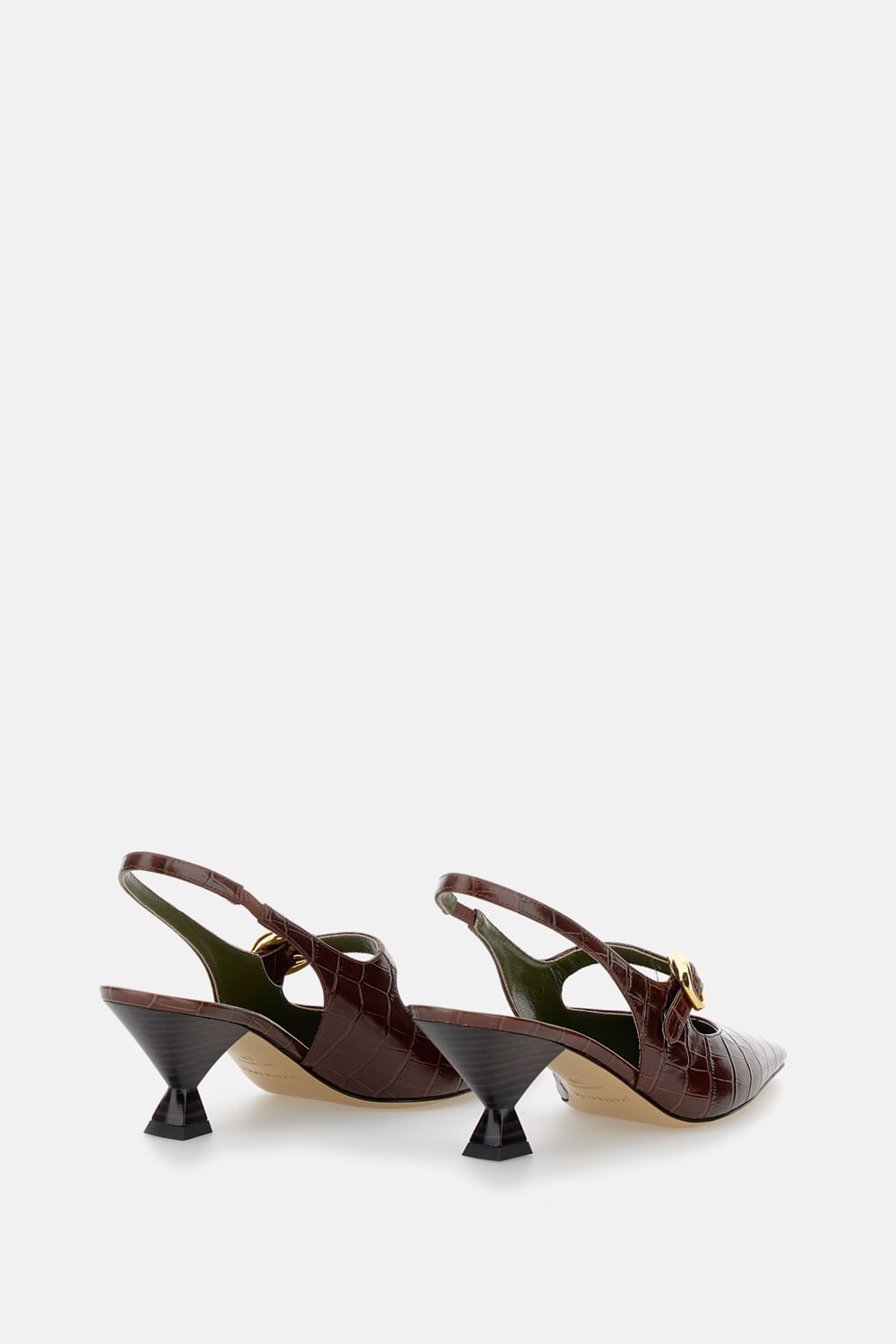 Maria Luca Natalia Croc-embossed Leather Mary Jane Slingback Pumps