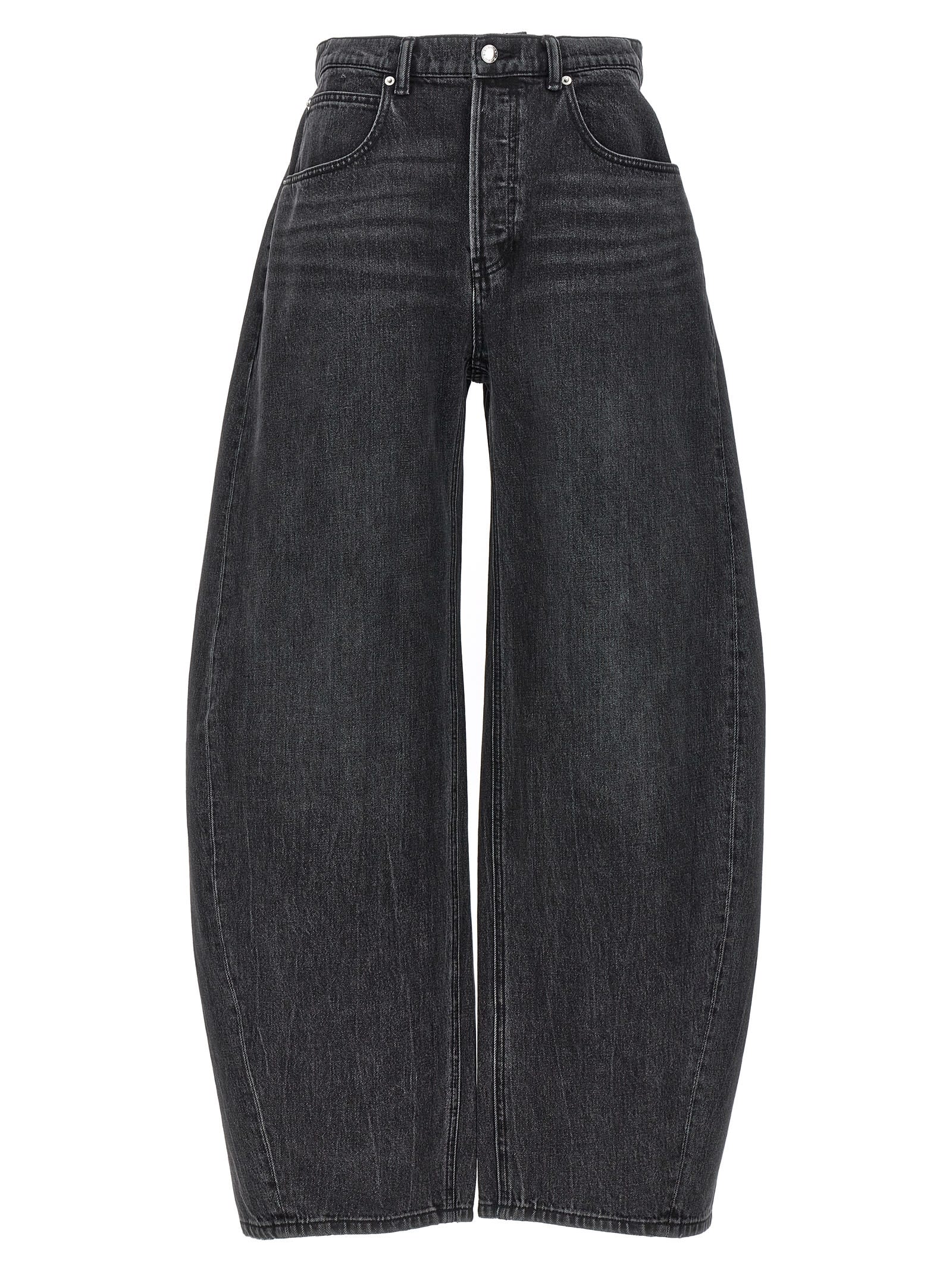 Shop Alexander Wang Oversized Rounded Jeans In 031 Grey Aged