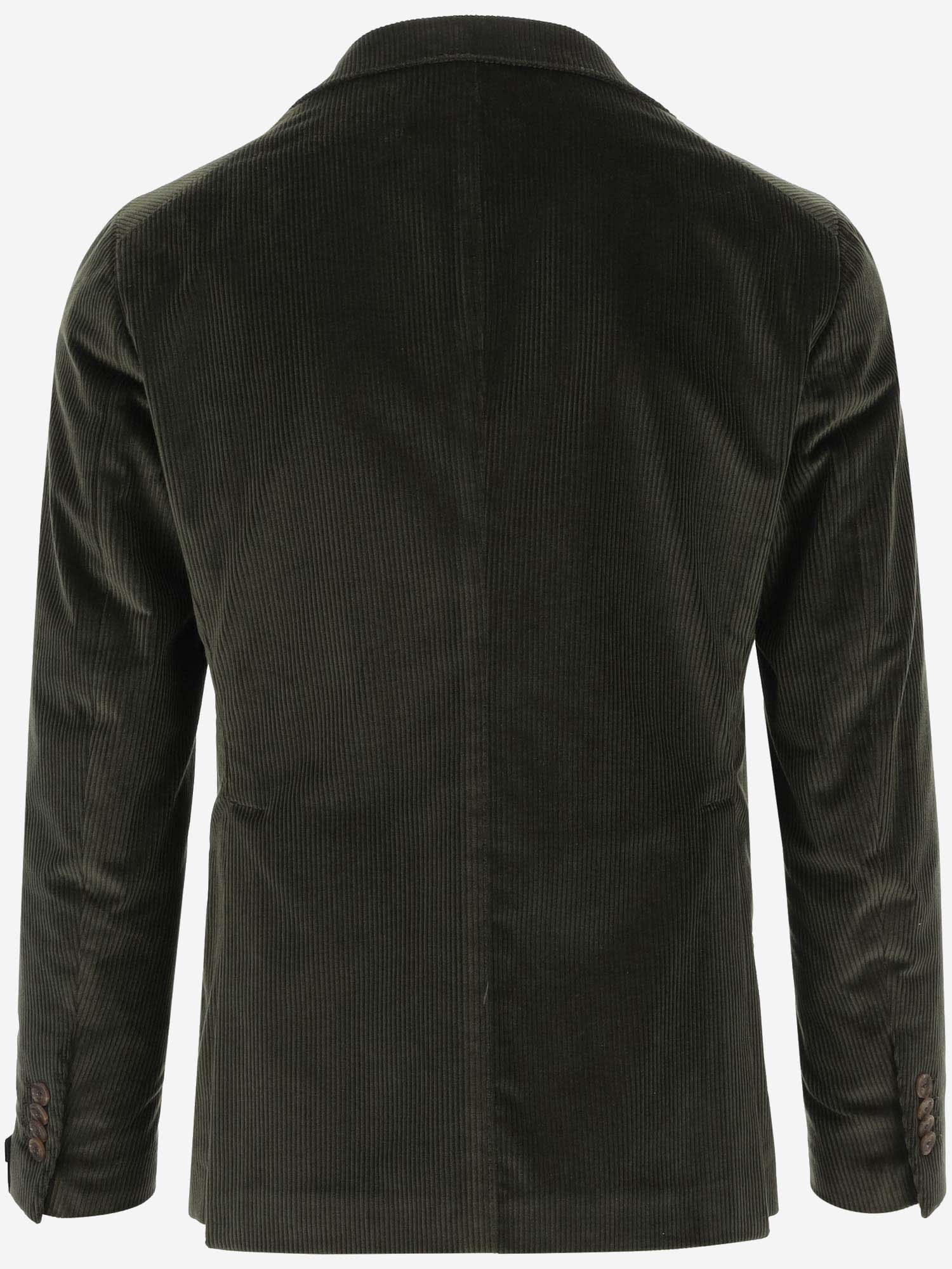 Shop Tagliatore Single-breasted Jacket In Stretch Cotton Velvet In Green